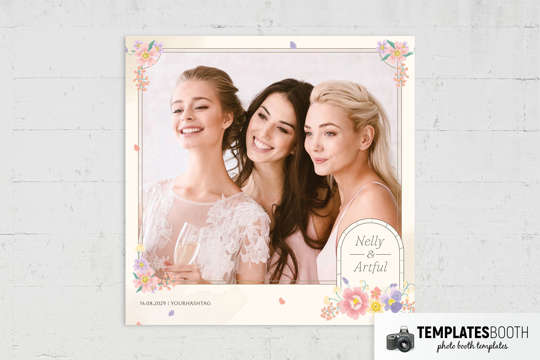 Free Colourful Flowers Photo Booth Template