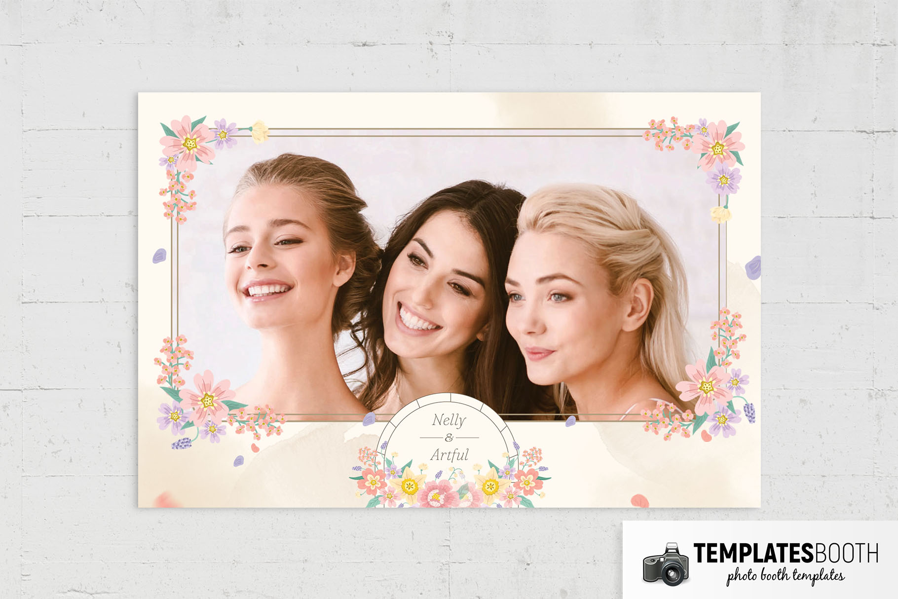 Free Colourful Flowers Photo Booth Template