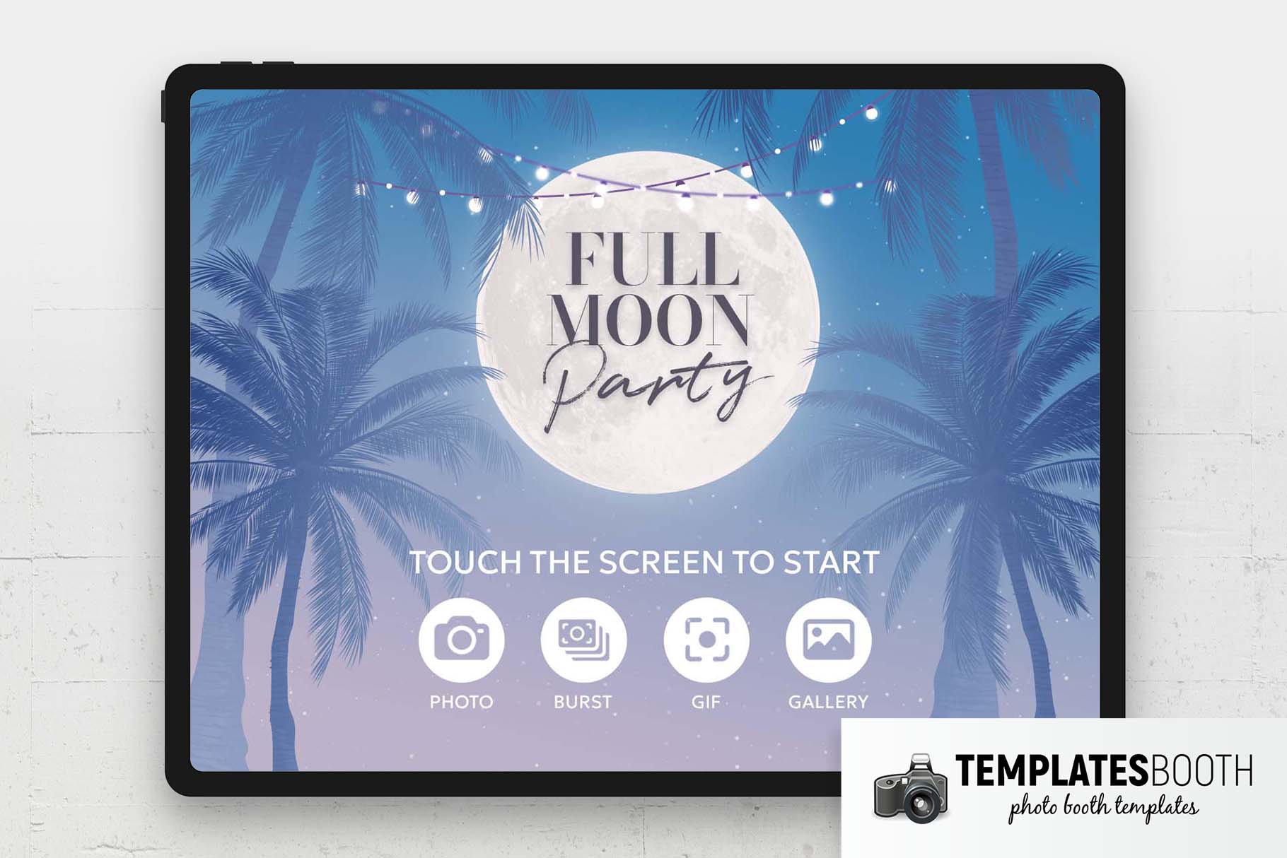 Full Moon Party Photo Booth Welcome Screen