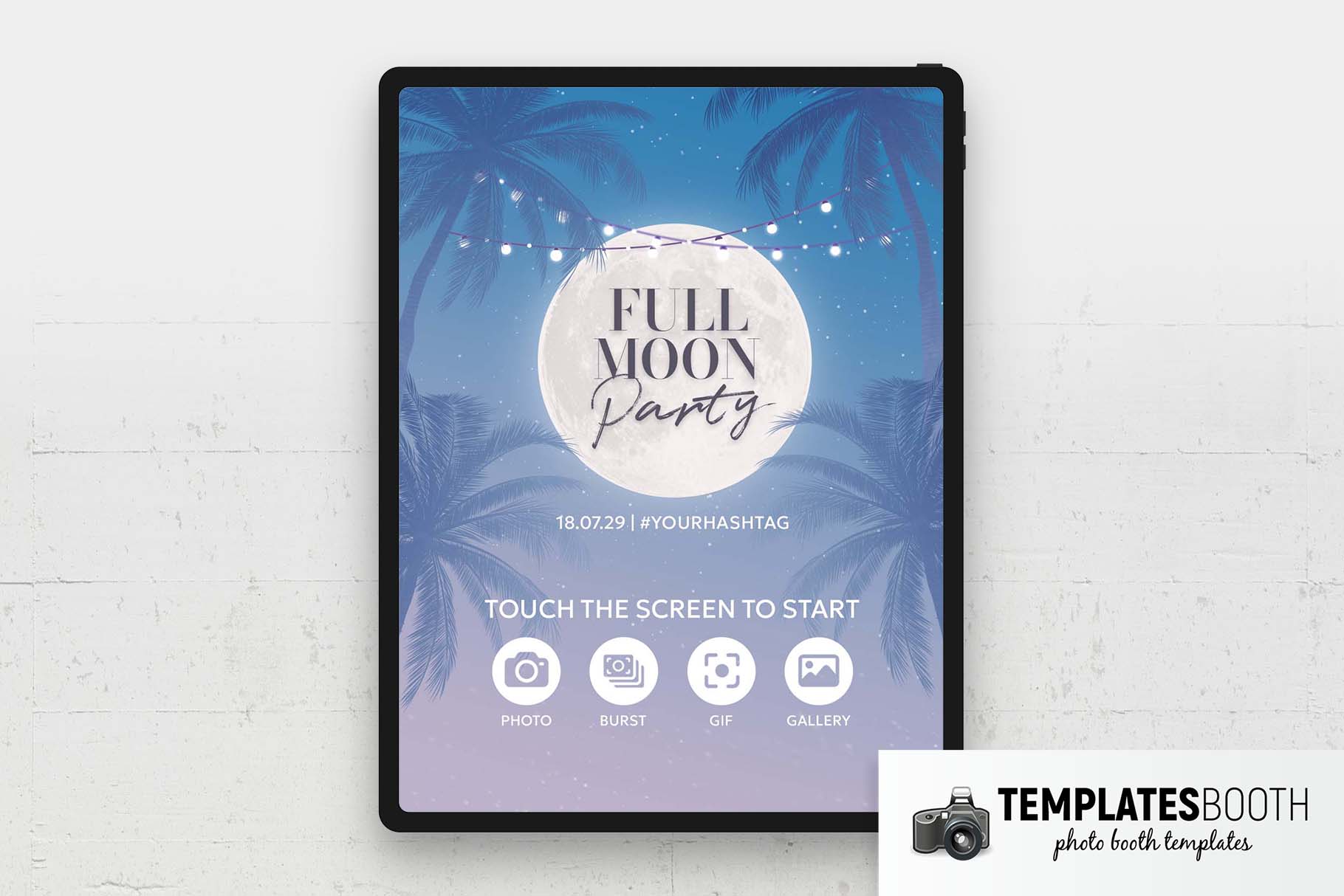 Full Moon Party Photo Booth Welcome Screen