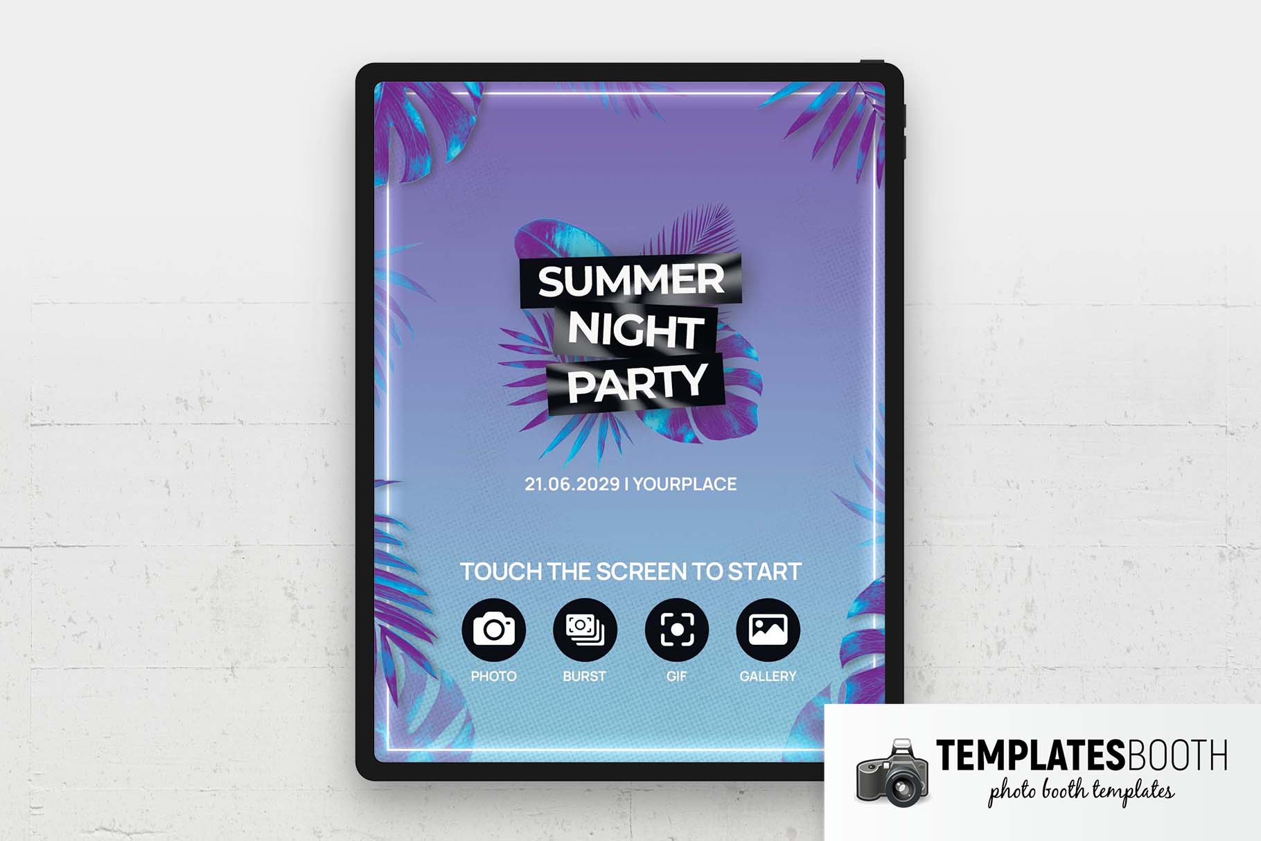 Summer Nightclub Party Photo Booth Welcome Screen