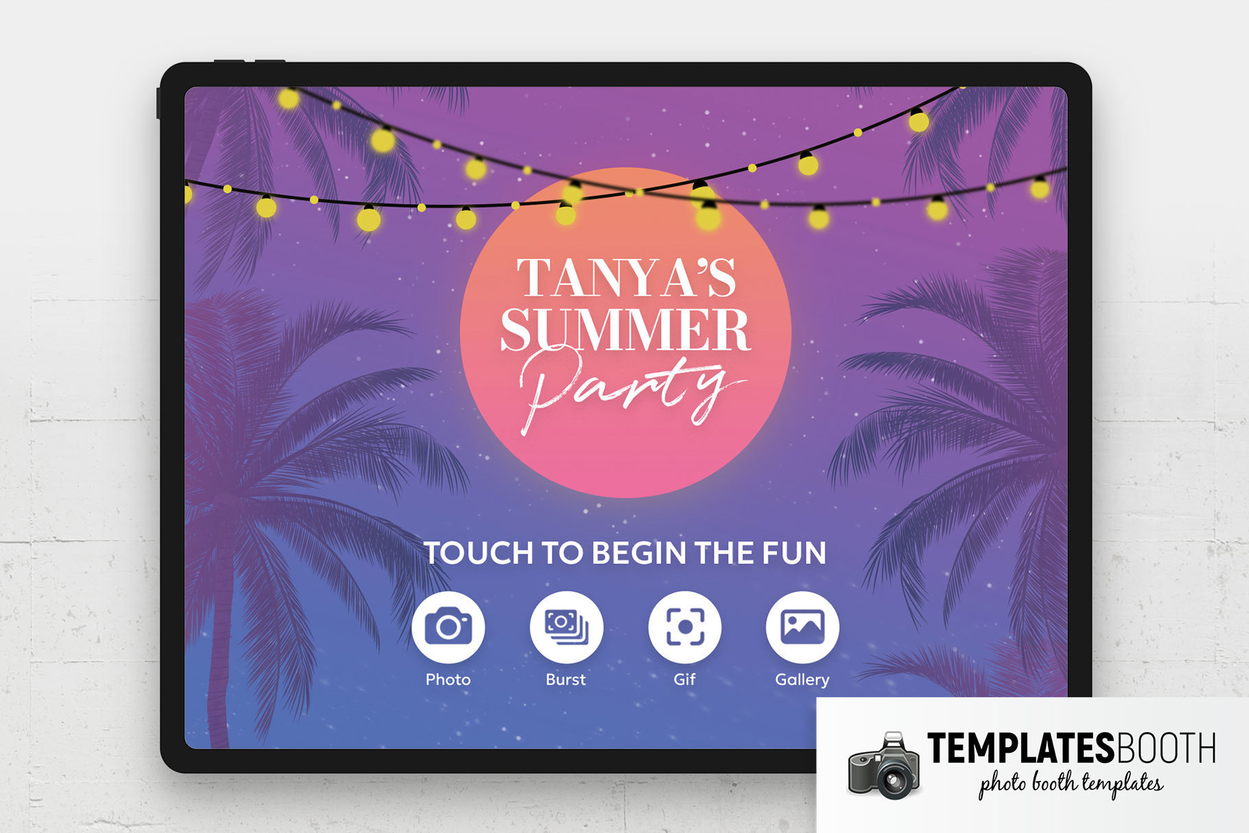 Summer Sunset Photo Booth Welcome Screen