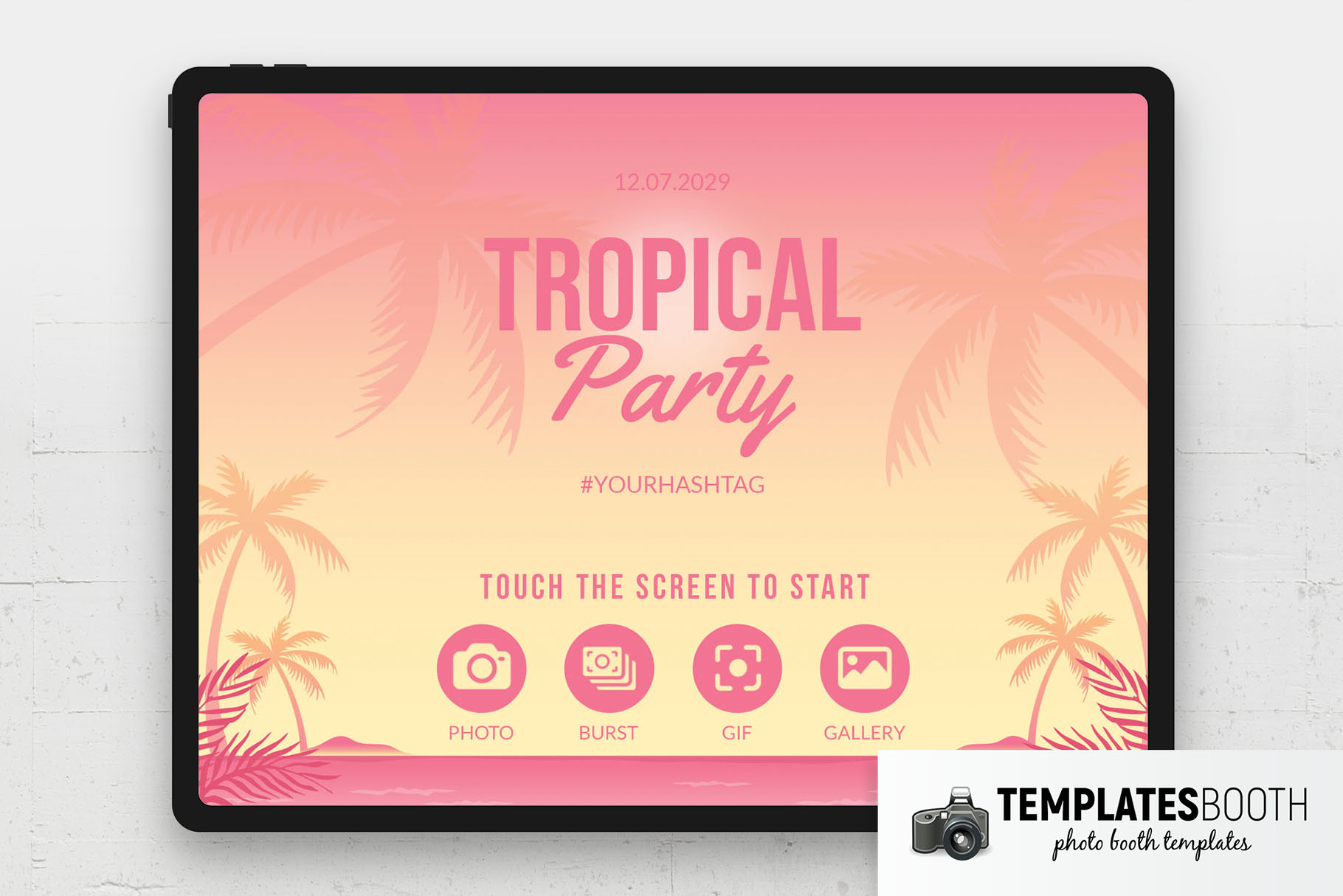 Tropical Party Photo Booth Welcome Screen