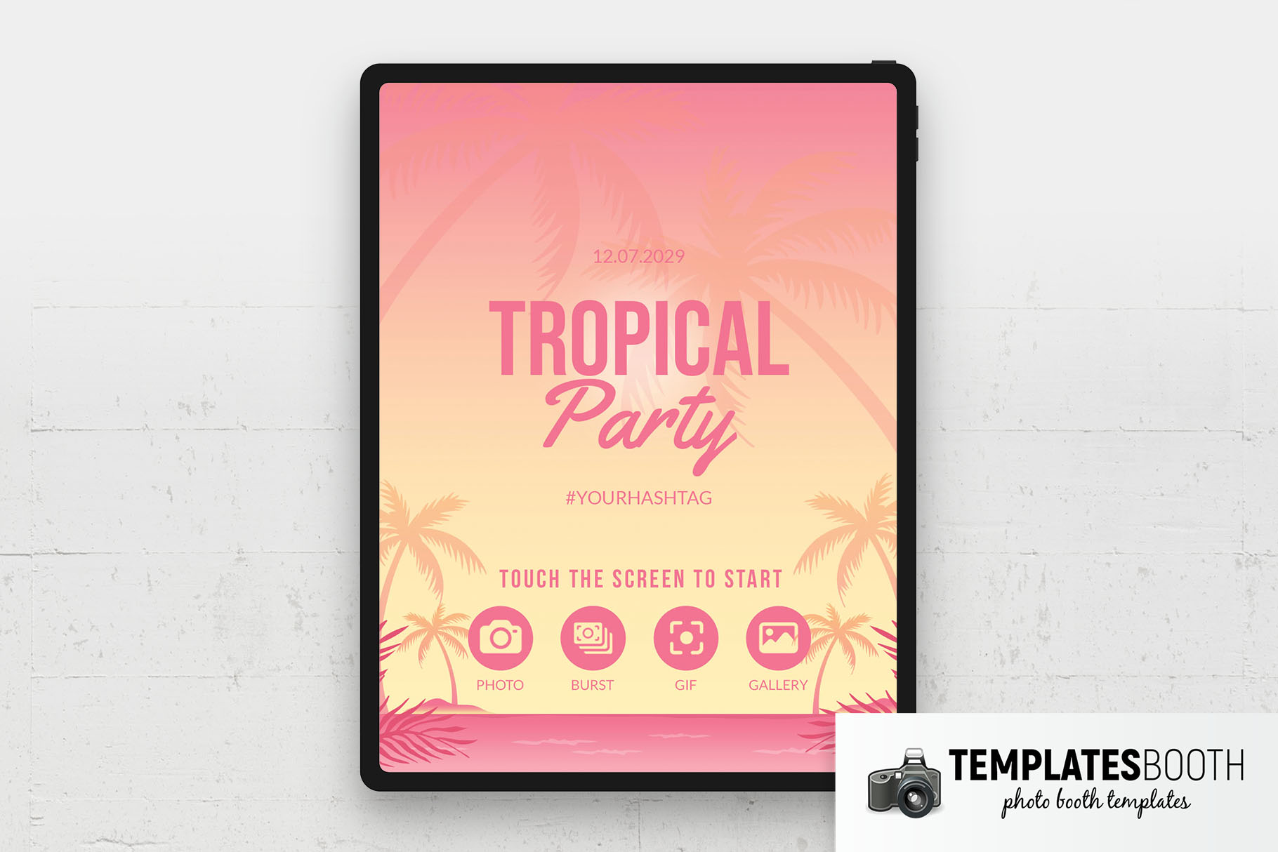 Tropical Party Photo Booth Welcome Screen