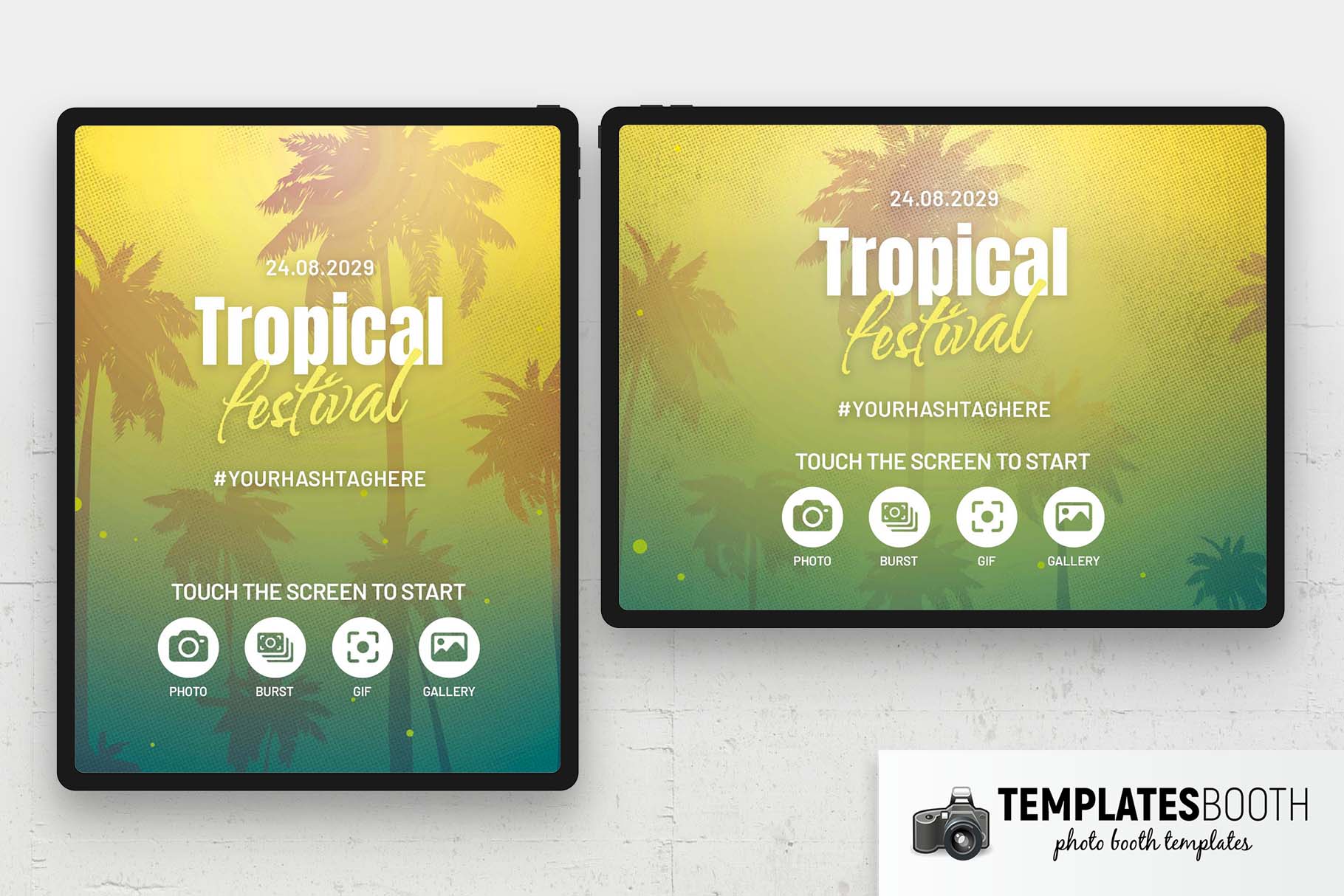 Écran de bienvenue gratuit pour photomaton tropical