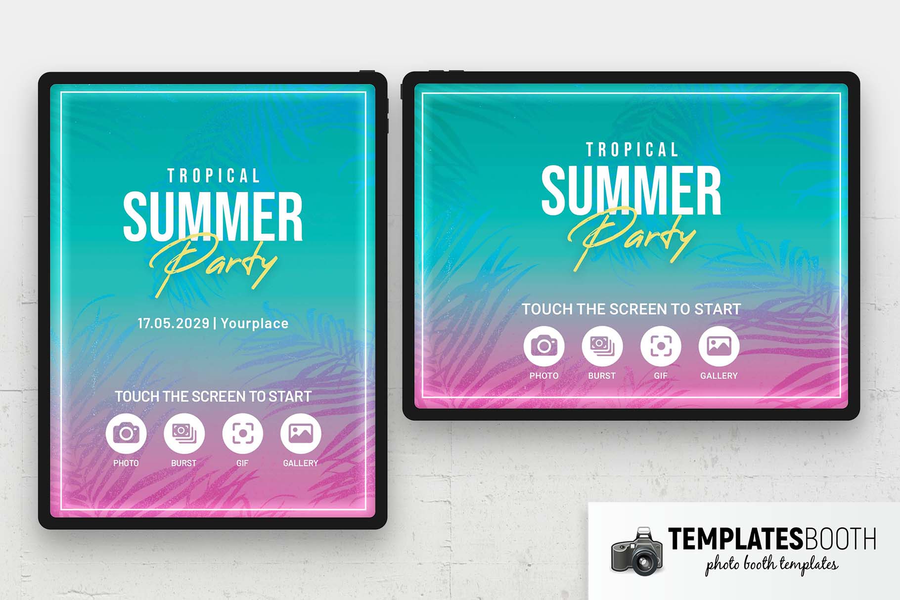 Tropical Summer Party Photo Booth Welcome Screen