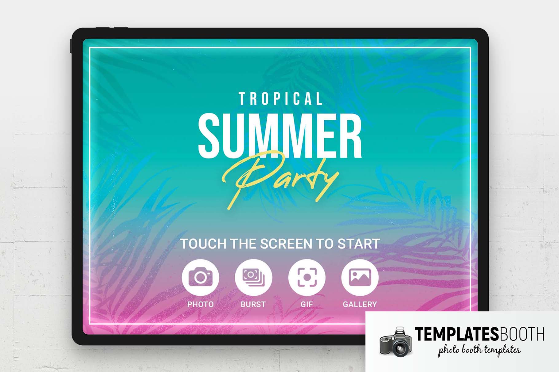 Écran de bienvenue pour photomaton Tropical Summer Party