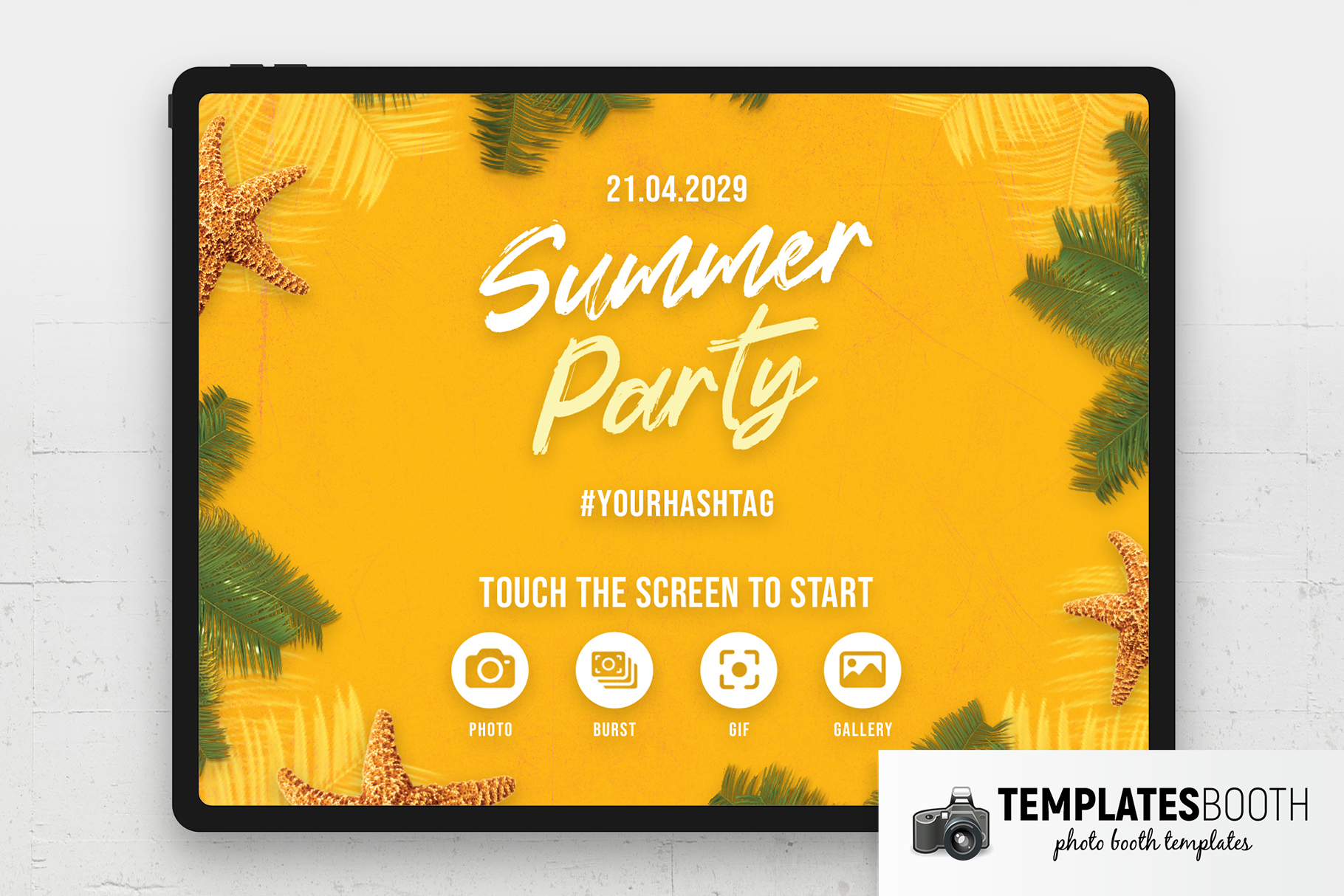 Yellow Summer Photo Booth Welcome Screen