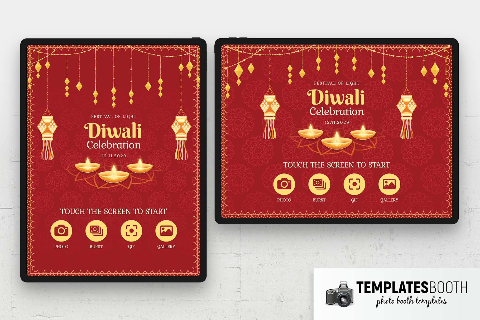 Écran de bienvenue pour le festival Diwali Photo Booth