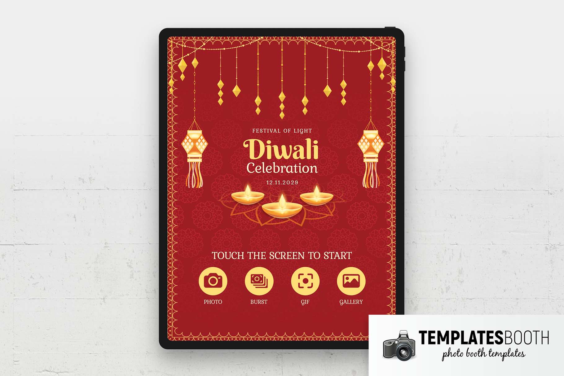 Écran de bienvenue pour le festival Diwali Photo Booth