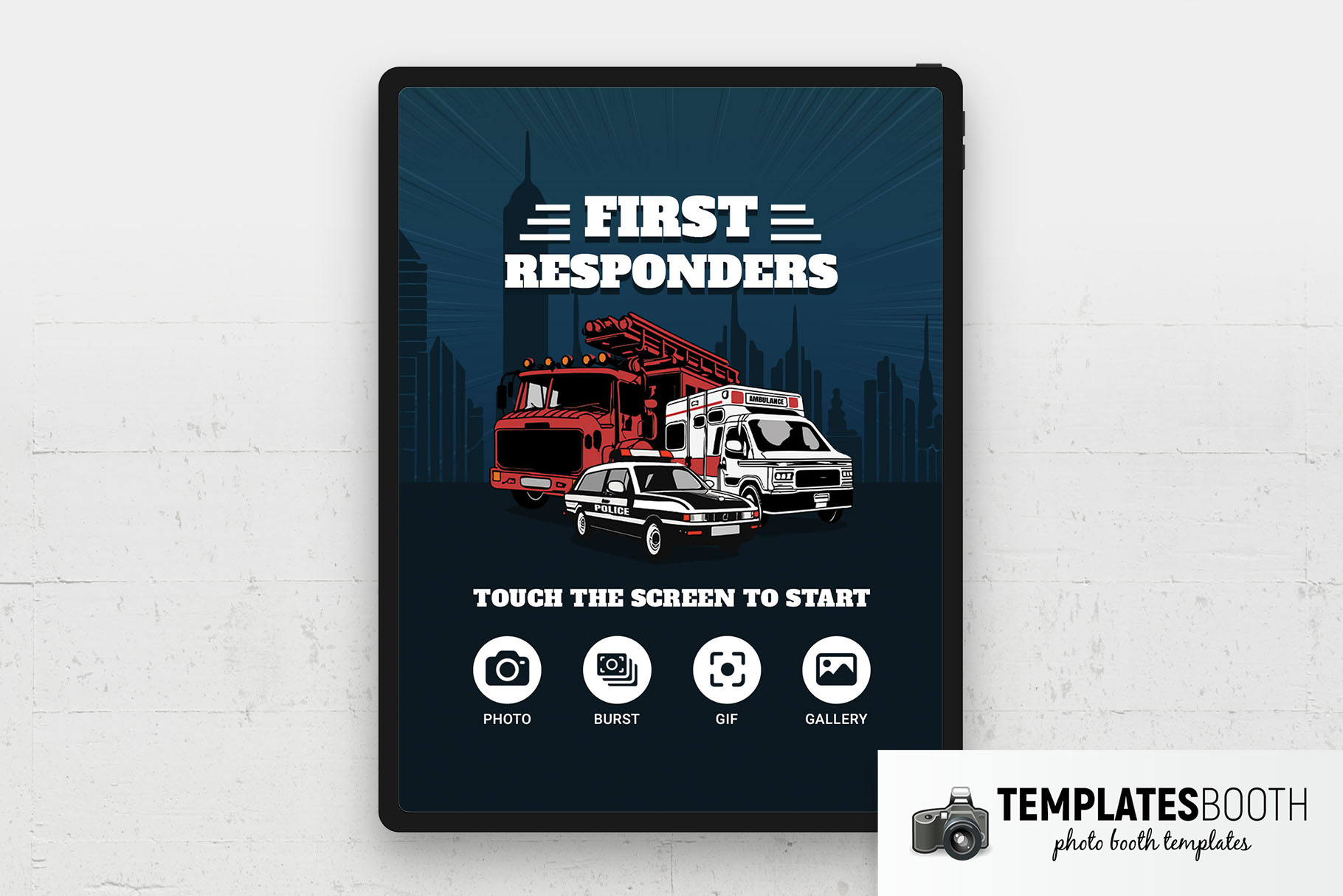 First Responders Photo Booth Welcome Screen
