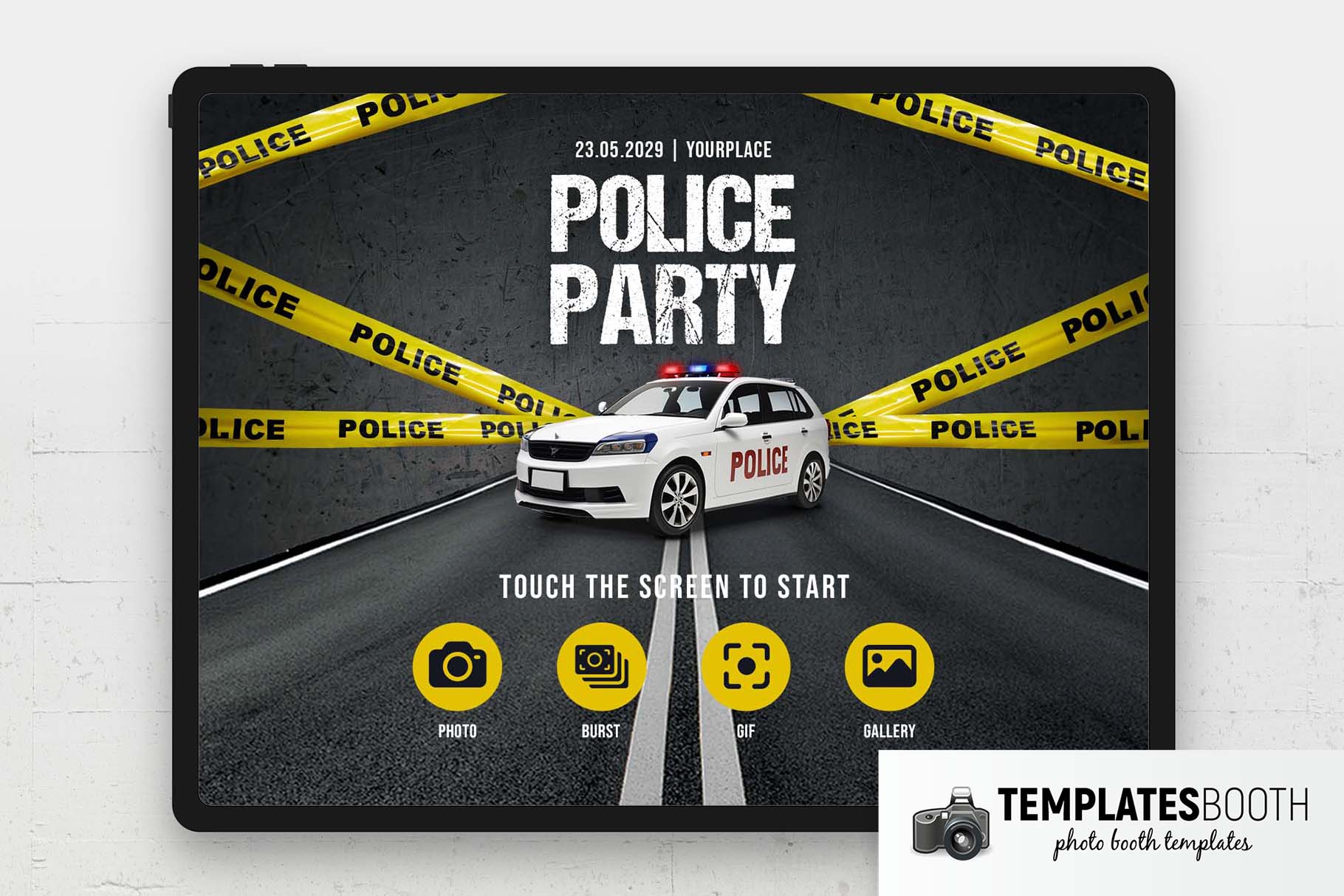Police Party Photo Booth Welcome Screen