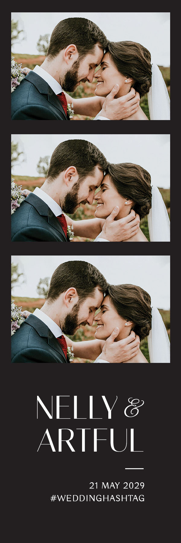 Modèle de bande photo de mariage sombre et minimaliste 2x6