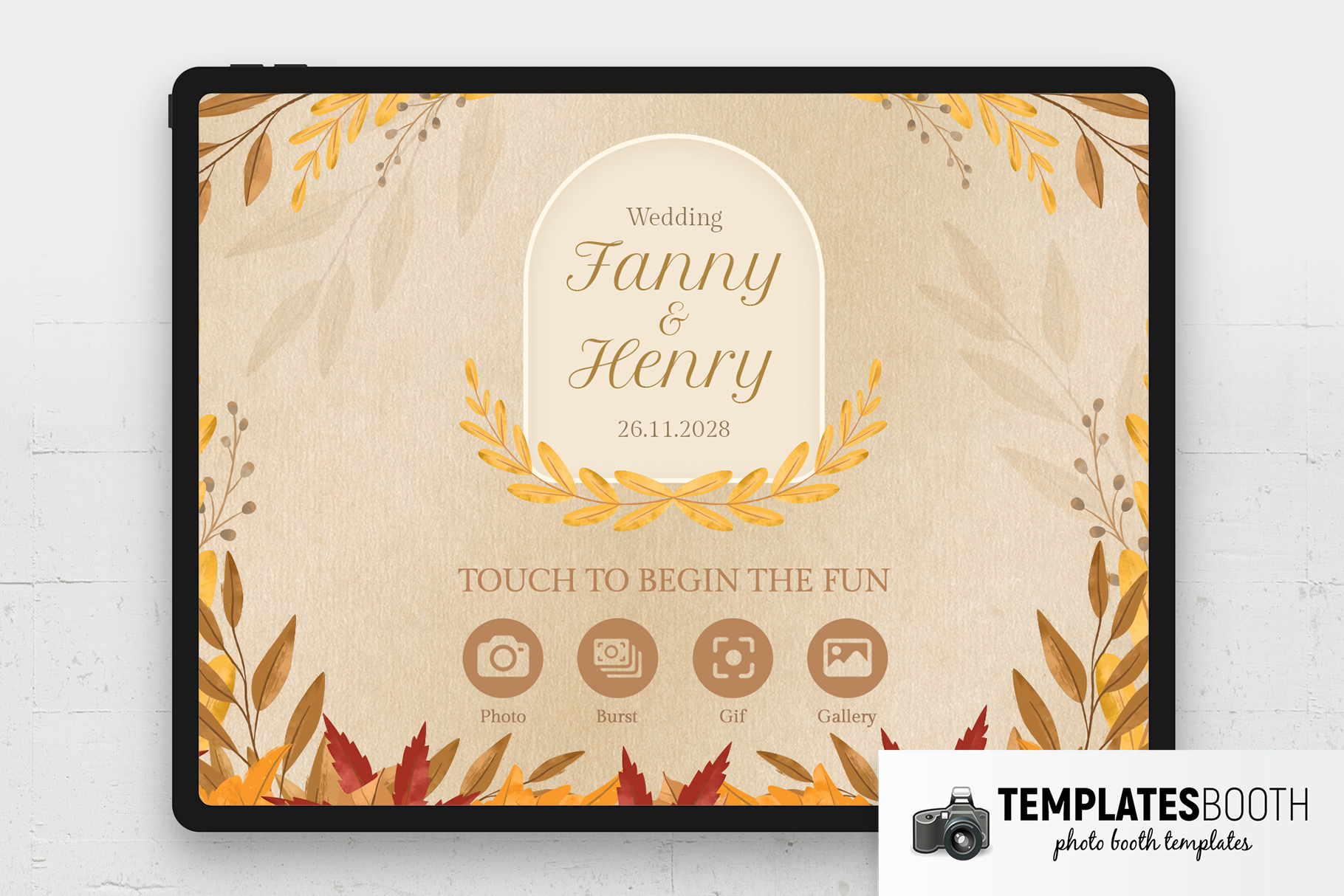 Autumn Wedding Photo Booth Welcome Screen