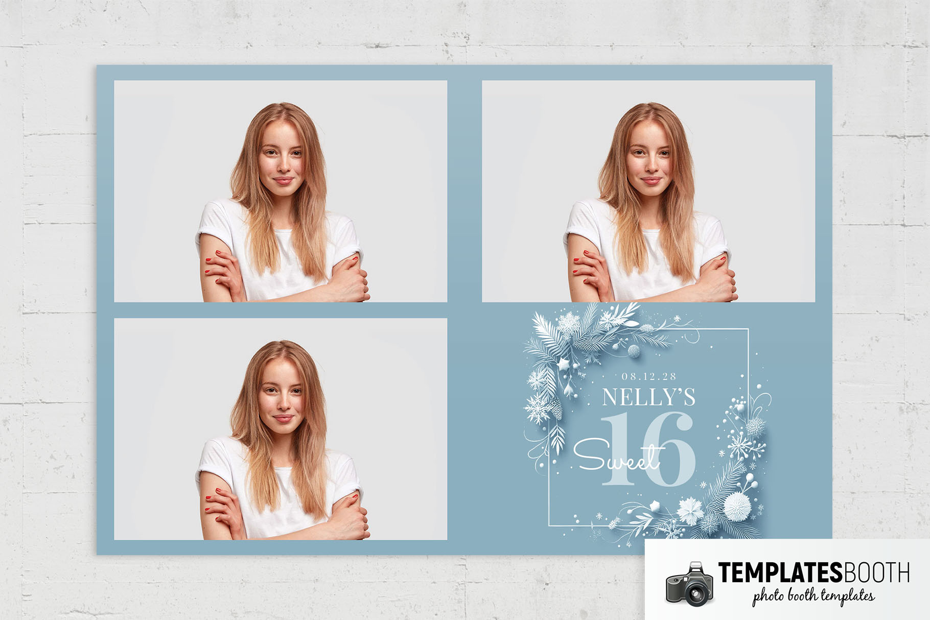 Blue Sweet 16th Photo Booth Template