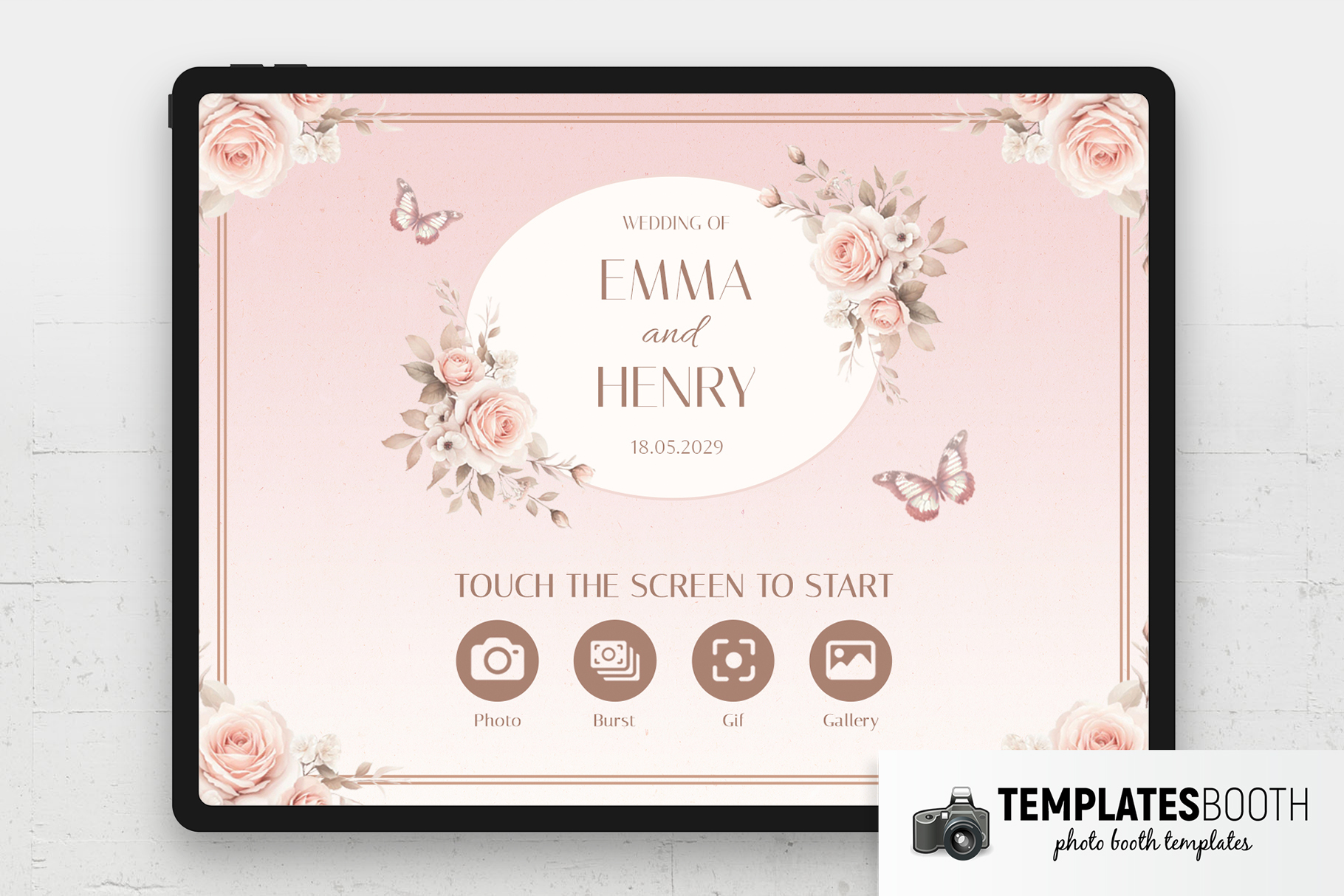 Blush Pink Wedding Photo Booth Welcome Screen