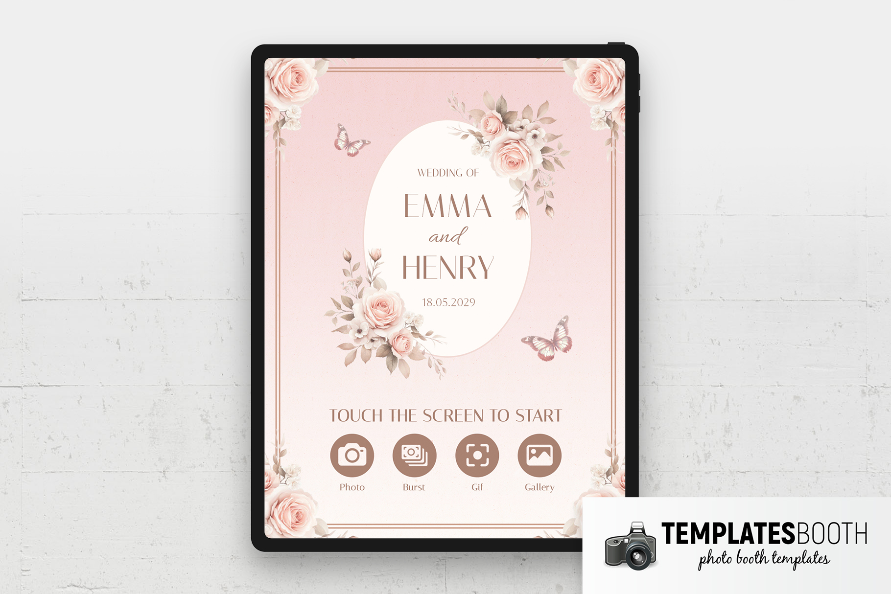 Blush Pink Wedding Photo Booth Welcome Screen