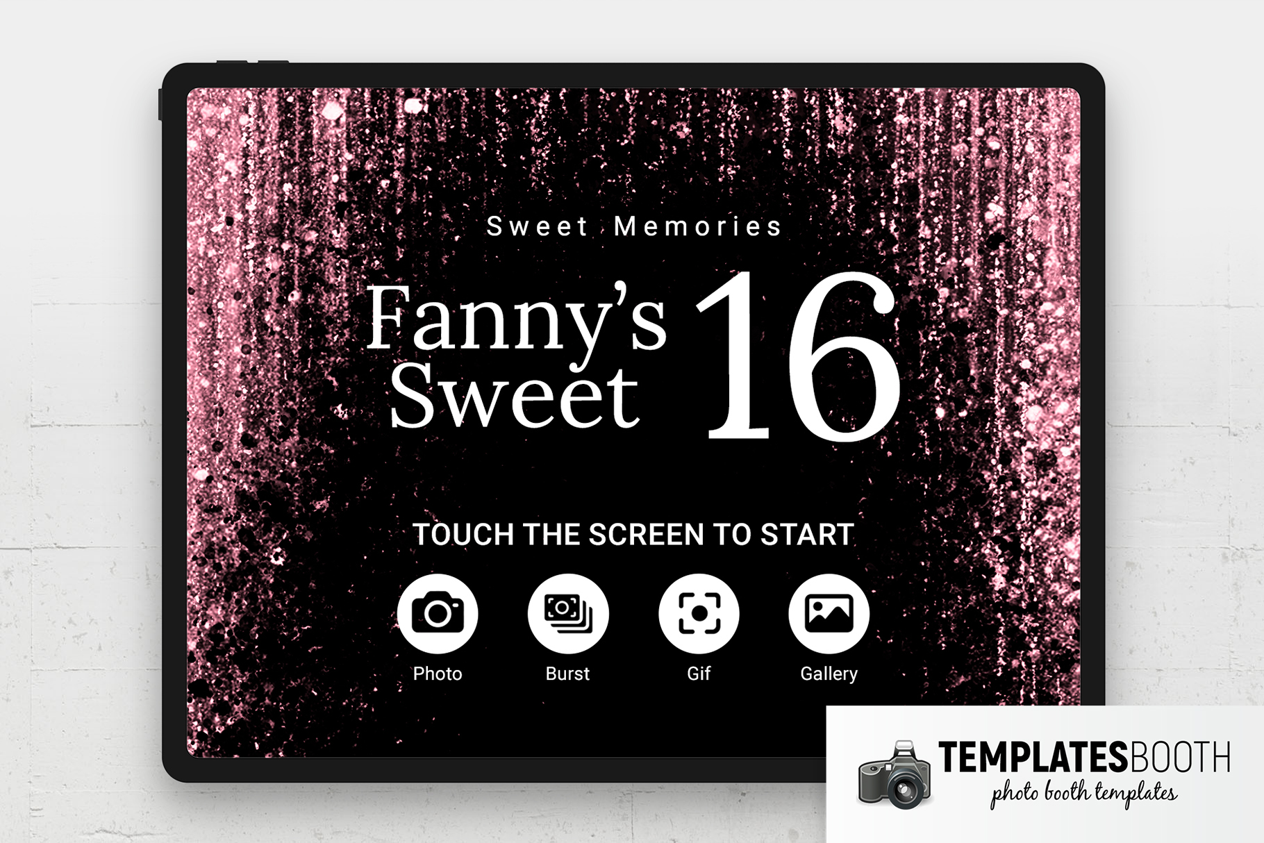 Sweet 16th Birthday Photo Booth Welcome Screen