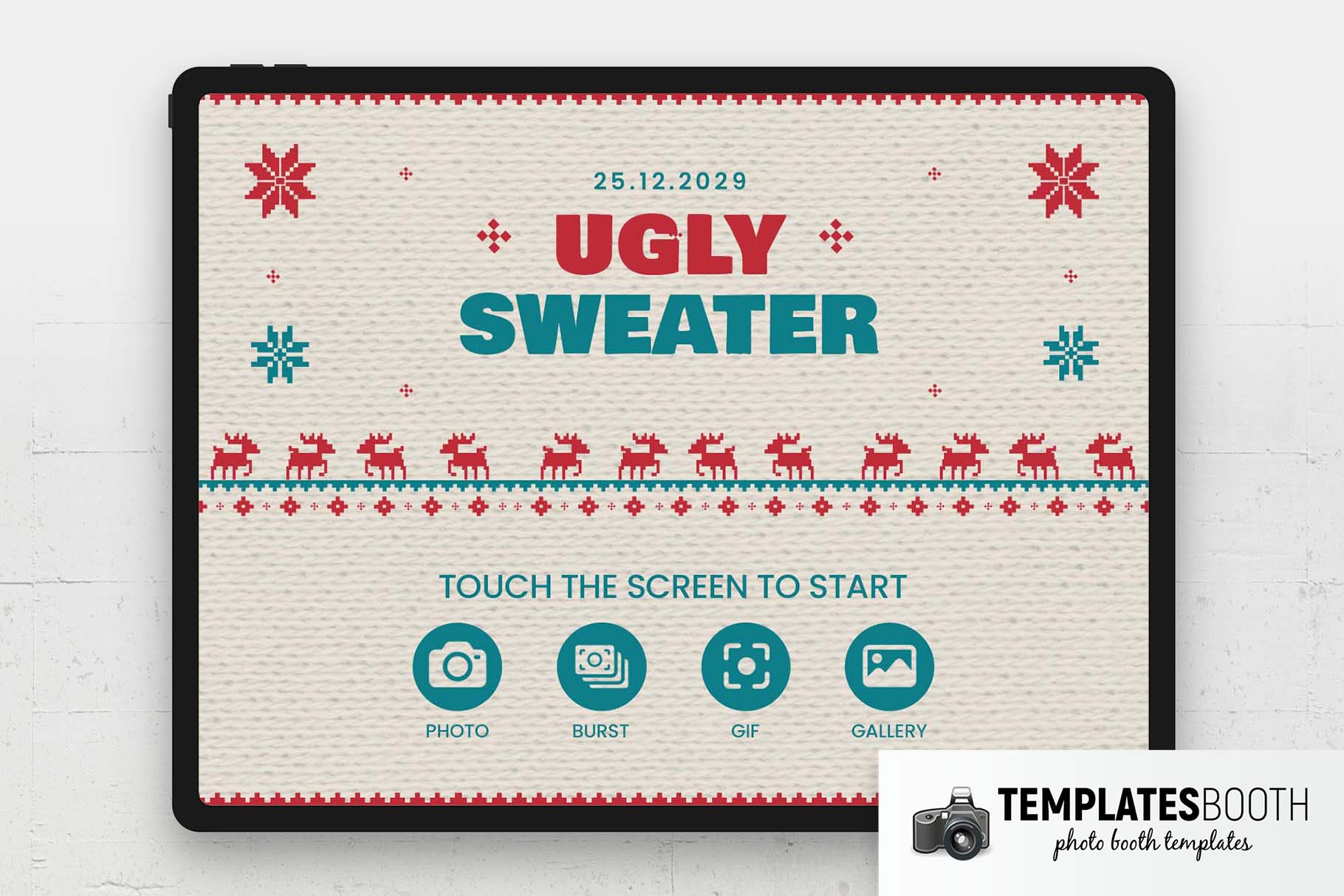 Ugly Christmas Sweater Photo Booth Welcome Screen