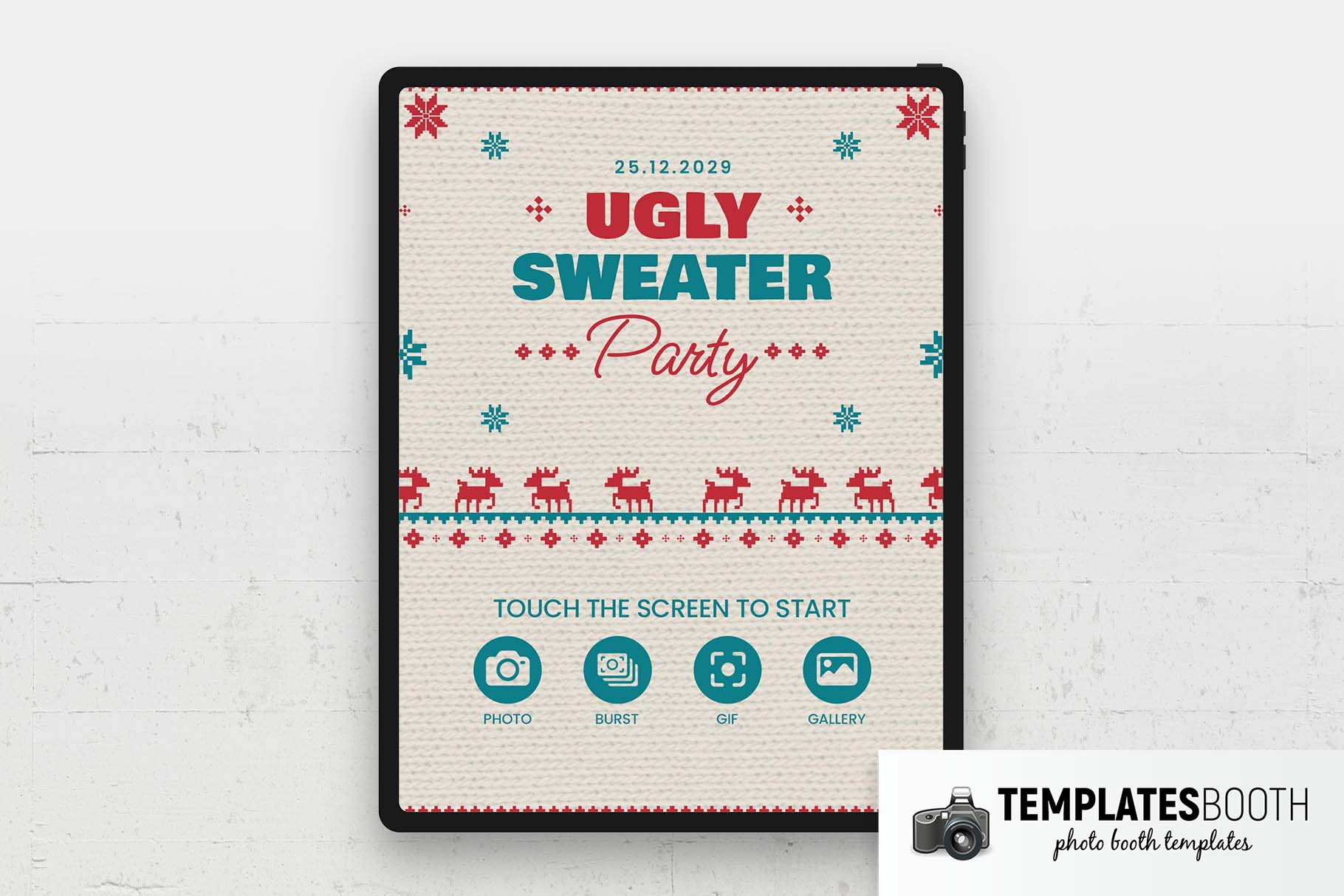 Ugly Christmas Sweater Photo Booth Welcome Screen