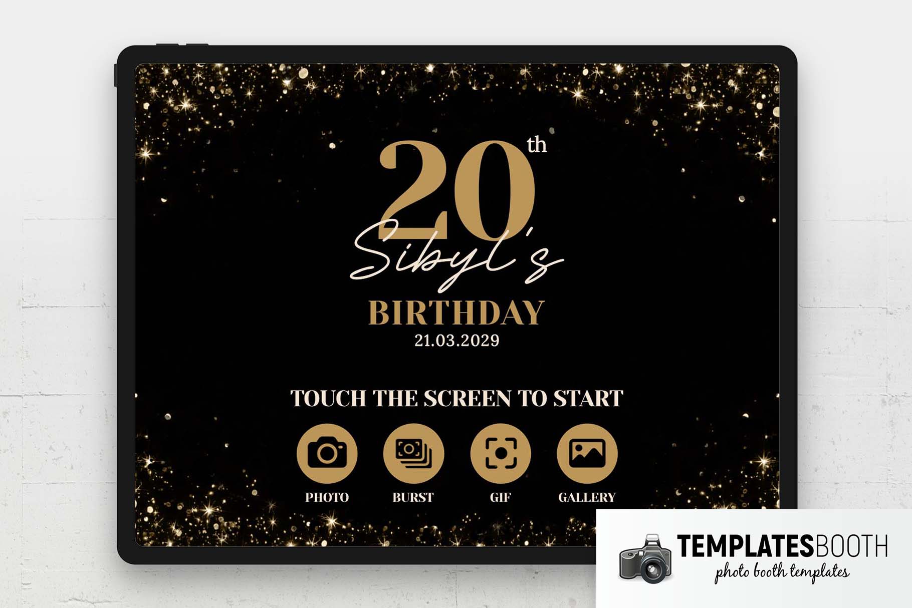 20th Birthday Photo Booth Welcome Screen