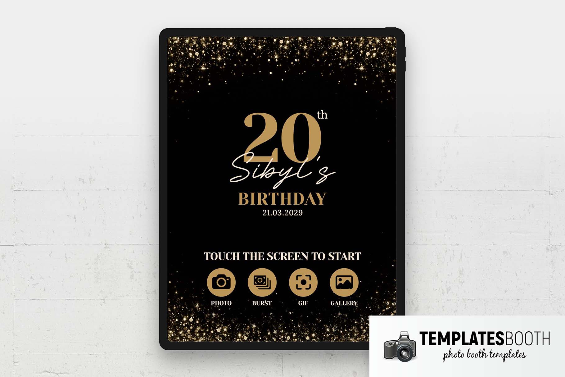 20th Birthday Photo Booth Welcome Screen