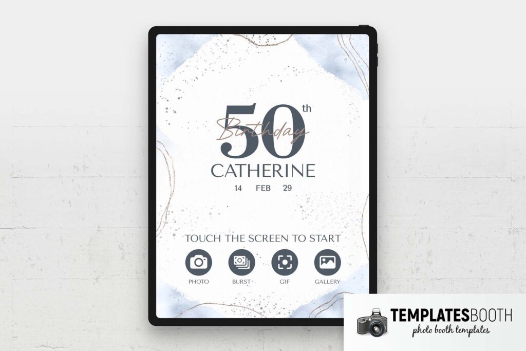 50th Birthday Photo Booth Welcome Screen