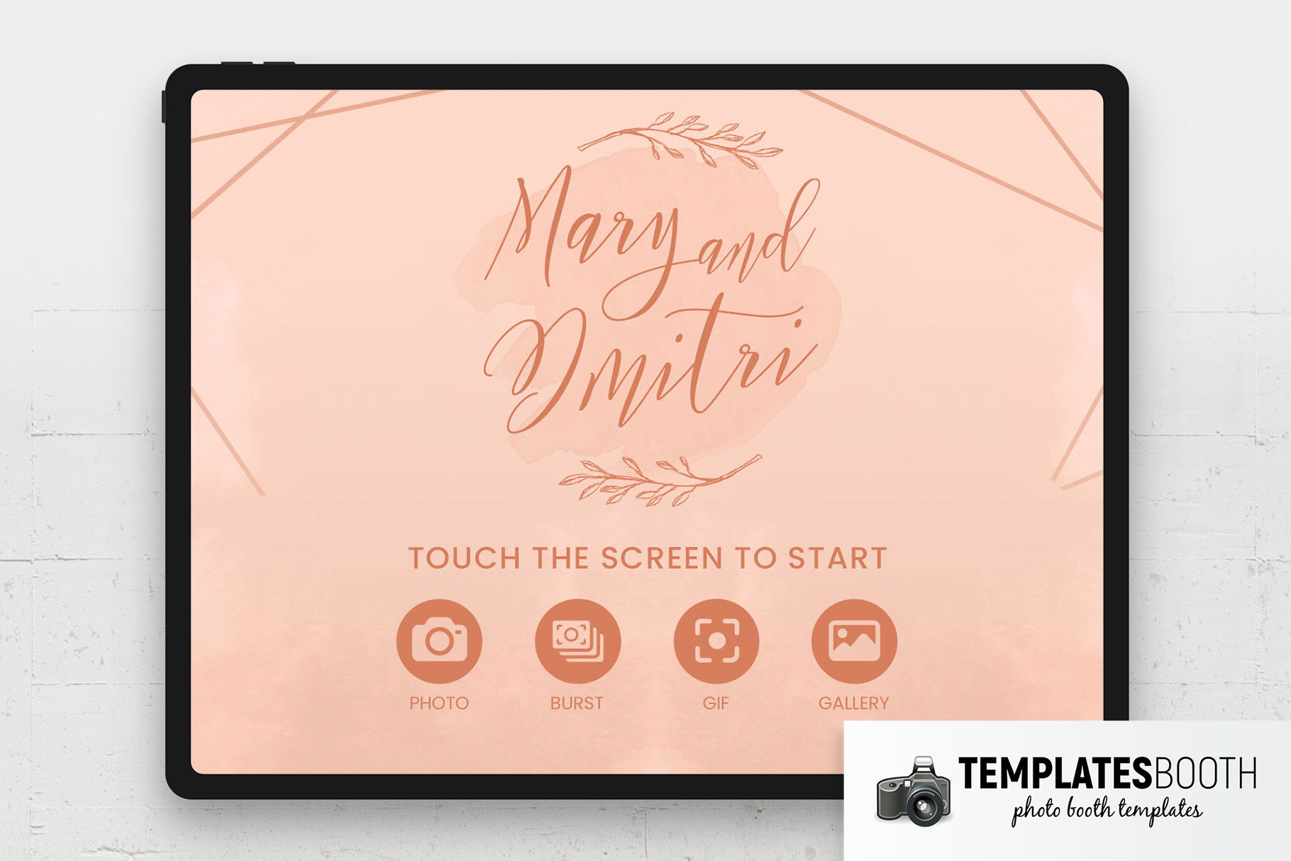 Just Peachy Wedding Photo Booth Welcome Screen