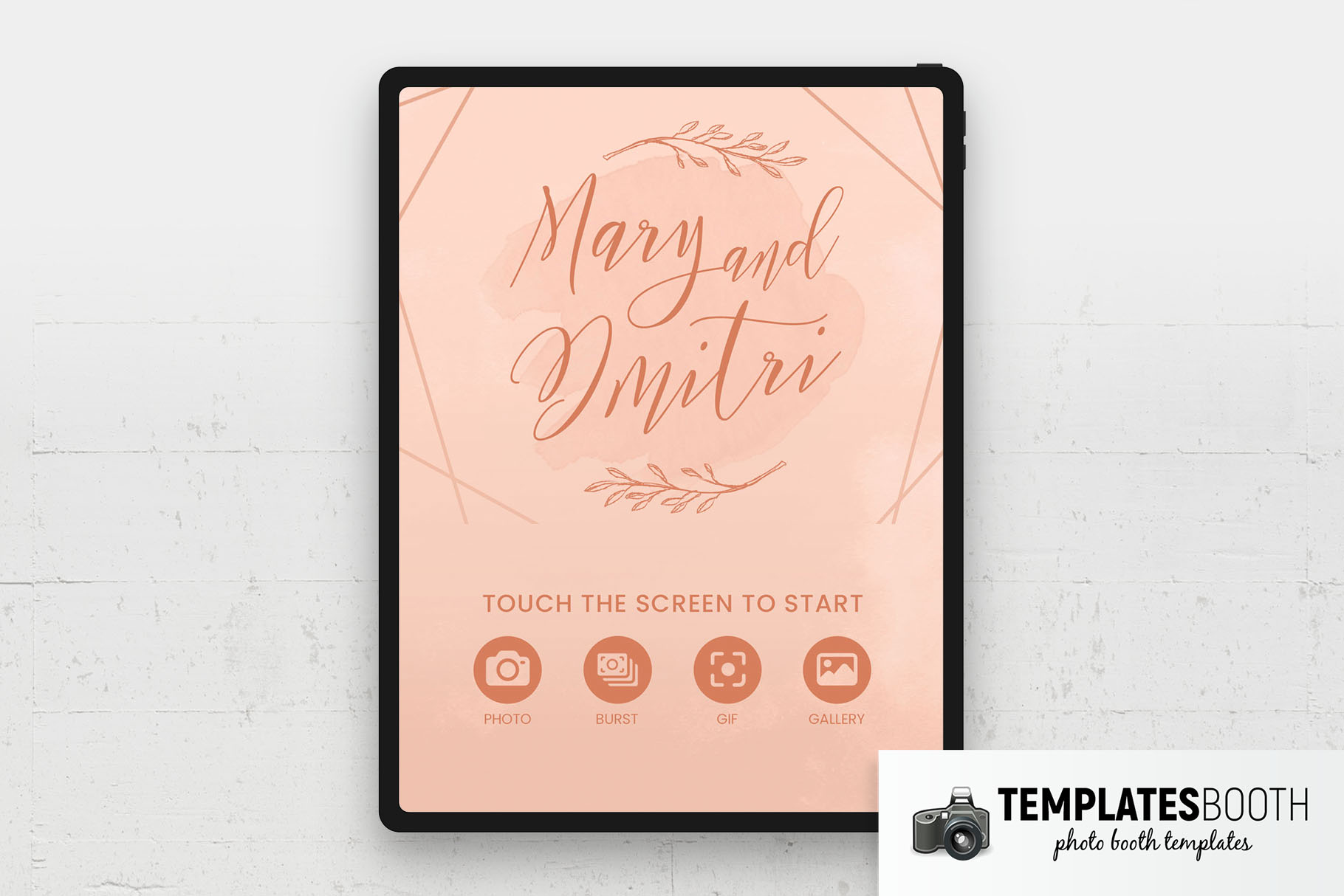 Just Peachy Wedding Photo Booth Welcome Screen