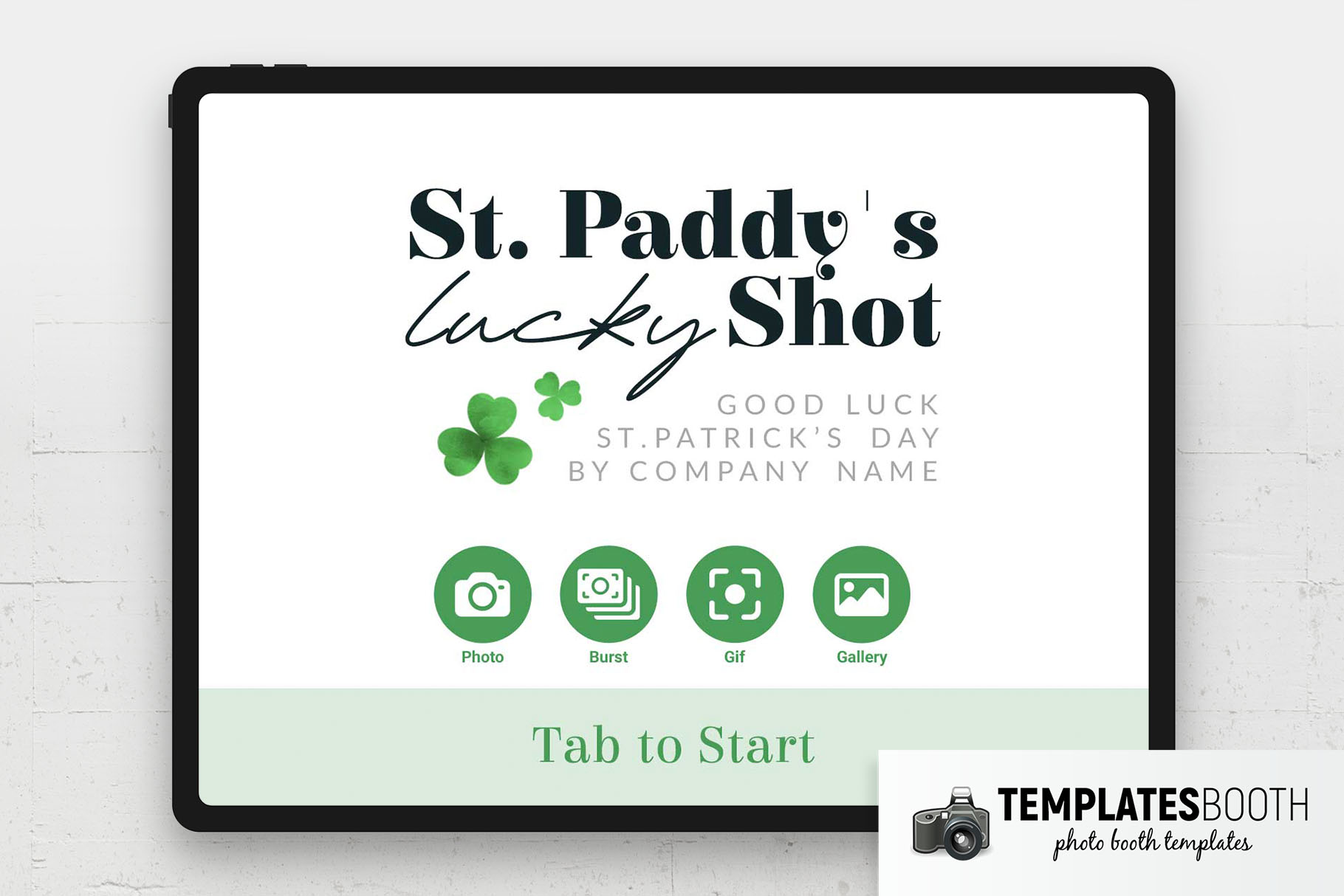 Minimal St. Patrick's Day Photo Booth Welcome Screen