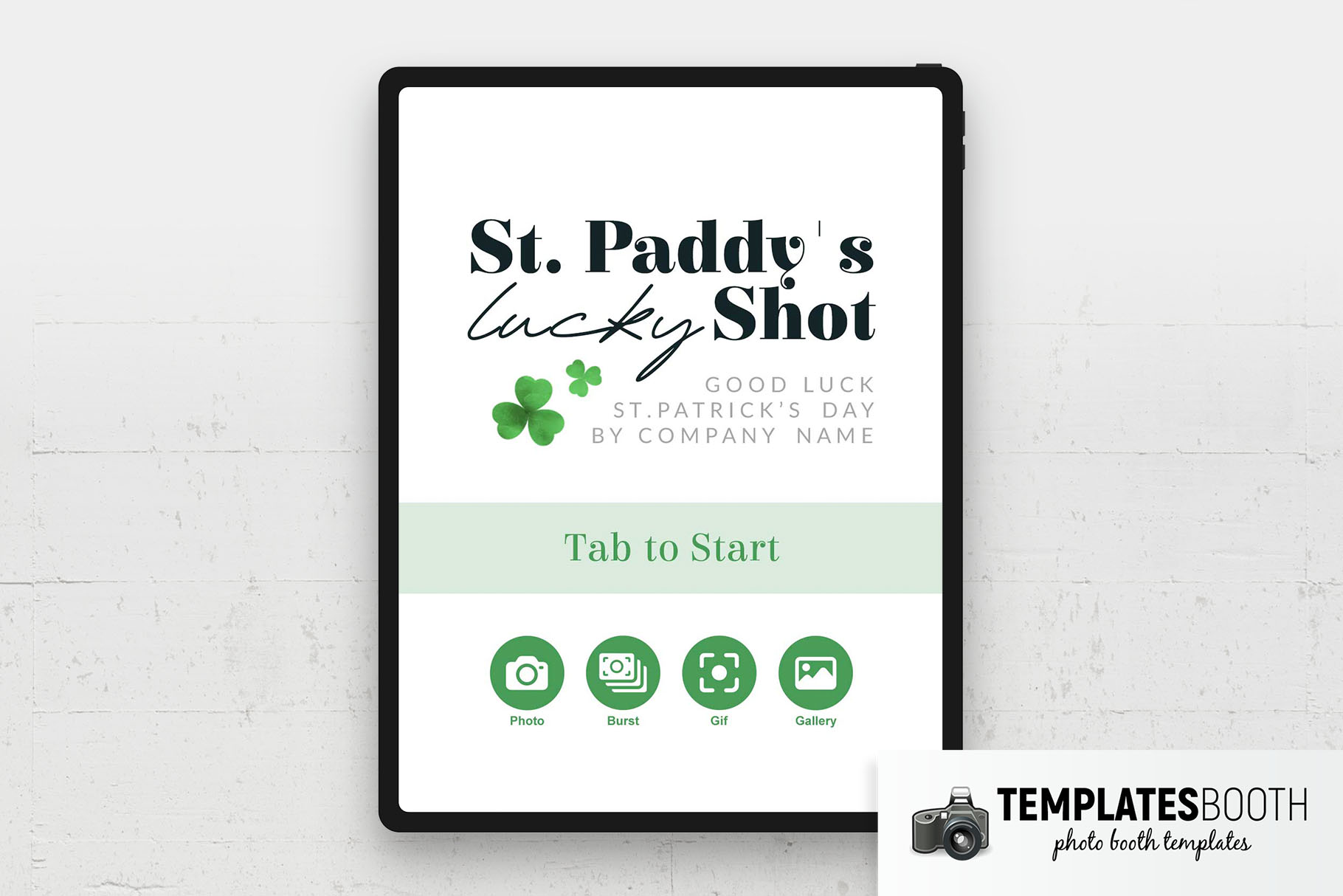 Minimal St. Patrick's Day Photo Booth Welcome Screen
