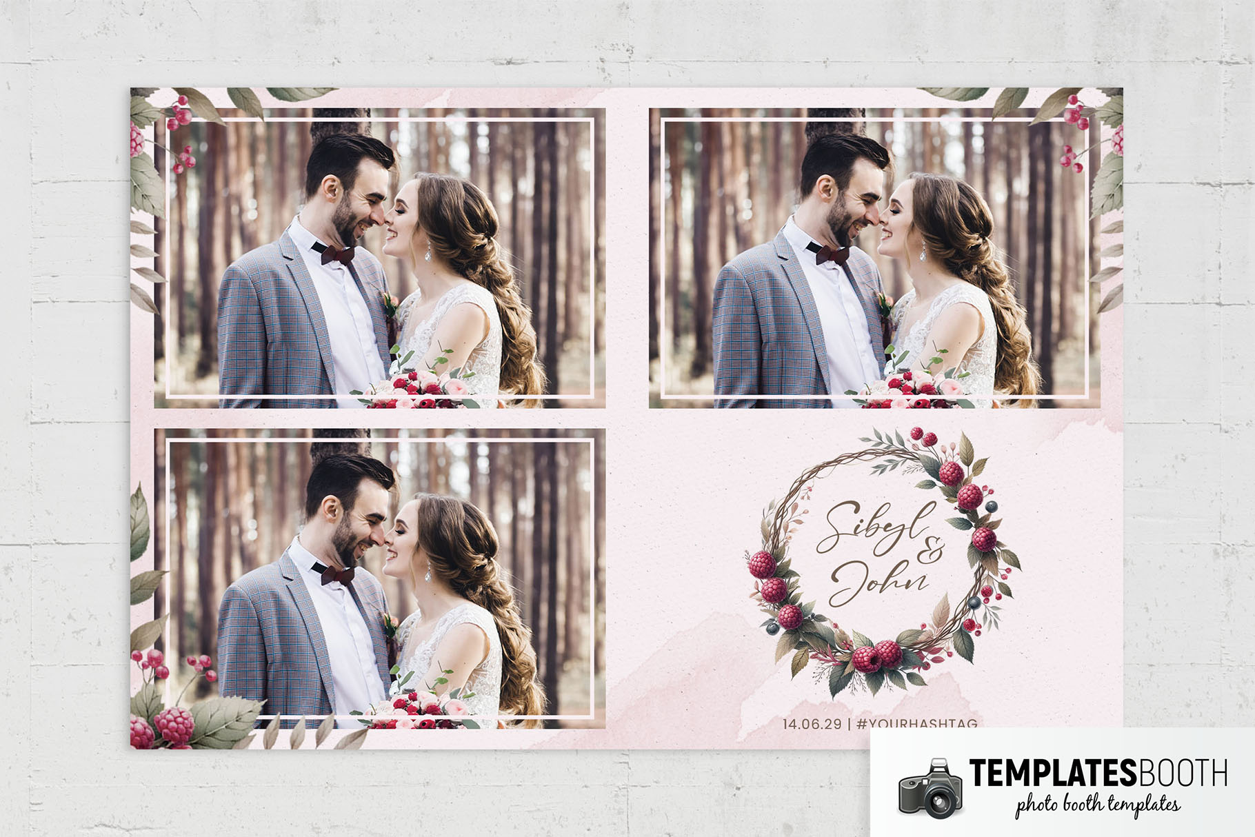 Rustic Raspberry Photo Booth Template