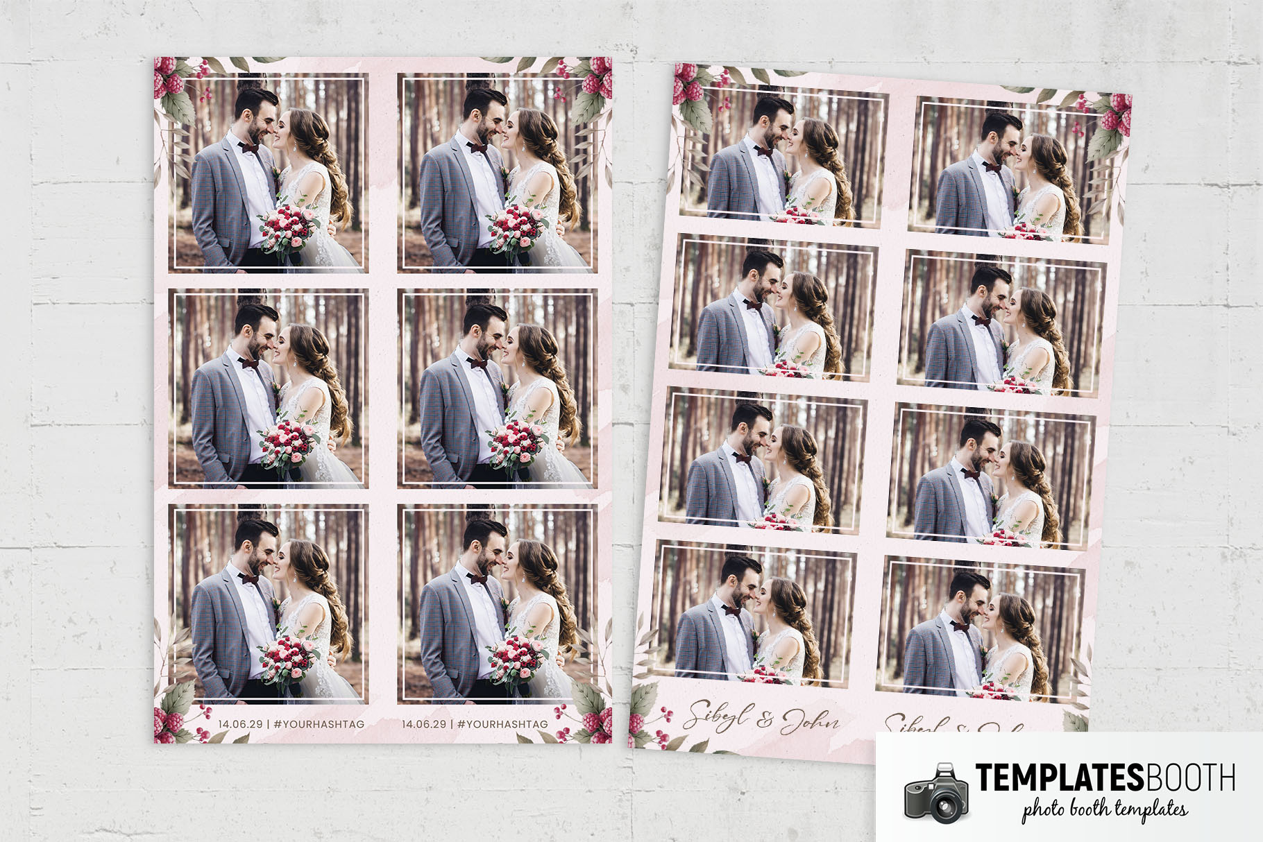 Rustic Raspberry Photo Booth Template