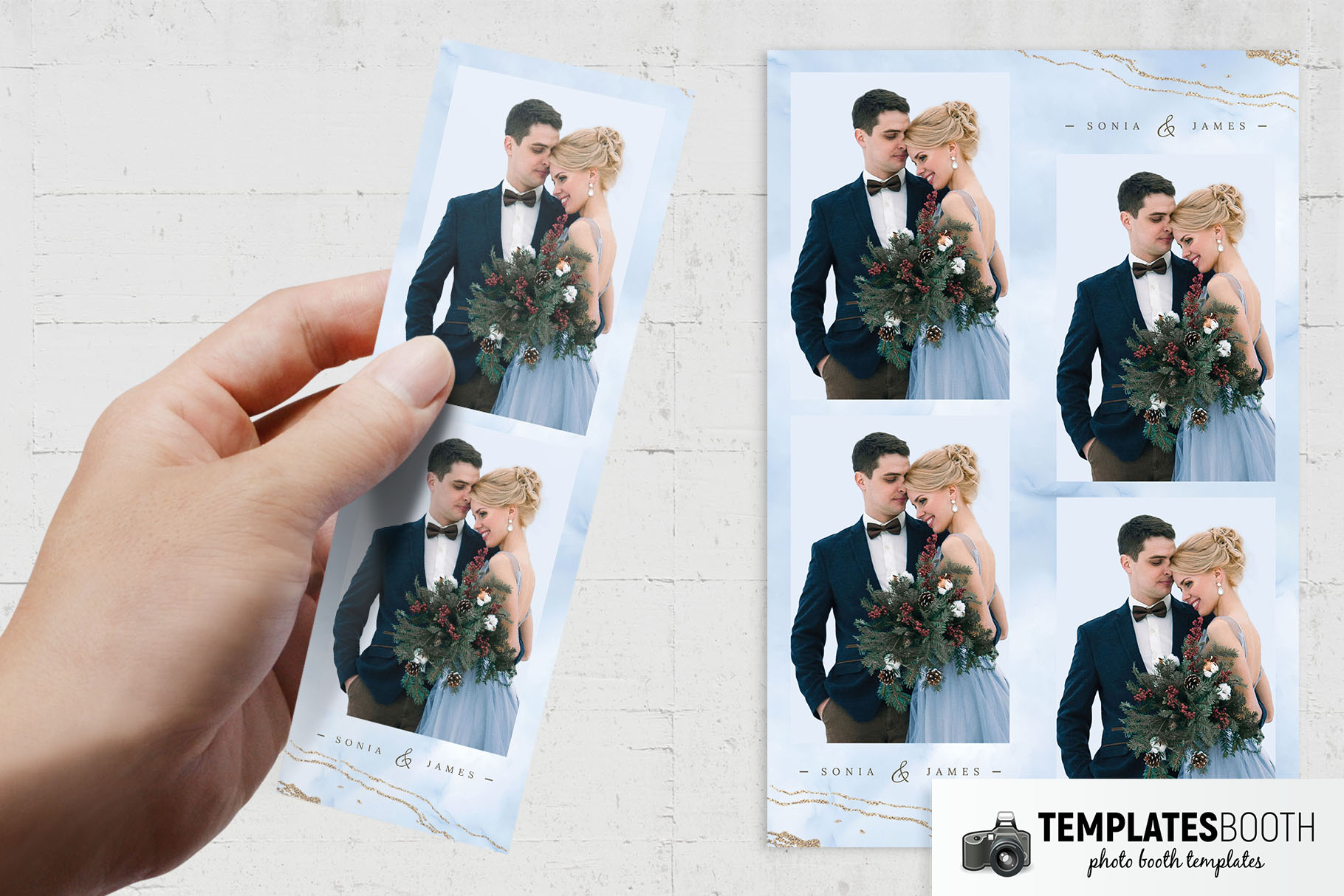 Blue & Gold Marble Photo Booth Template