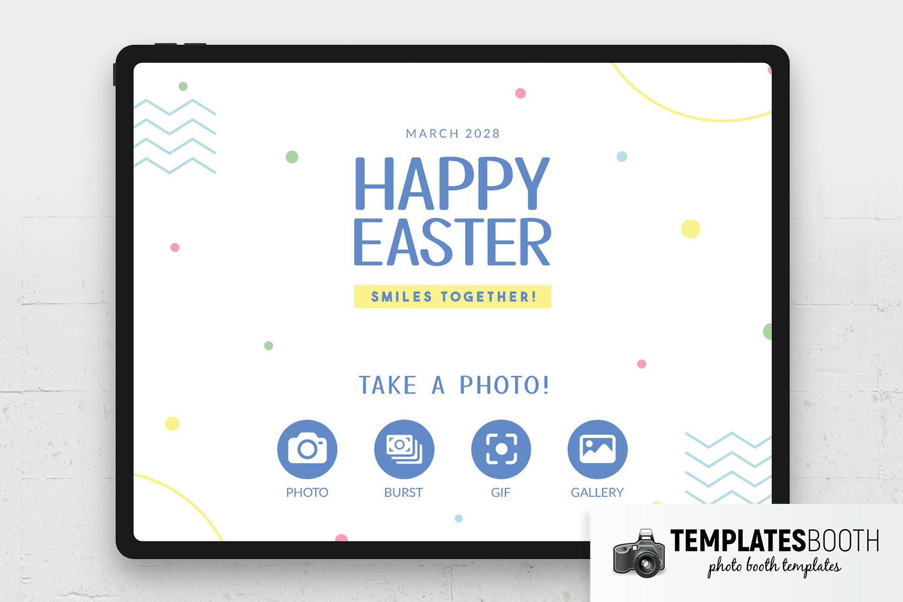 Écran de bienvenue simple pour le photomaton de Pâques