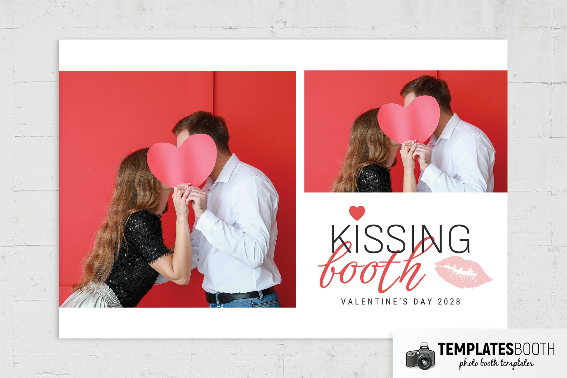 Valentines Kissing Booth Photo Booth Template