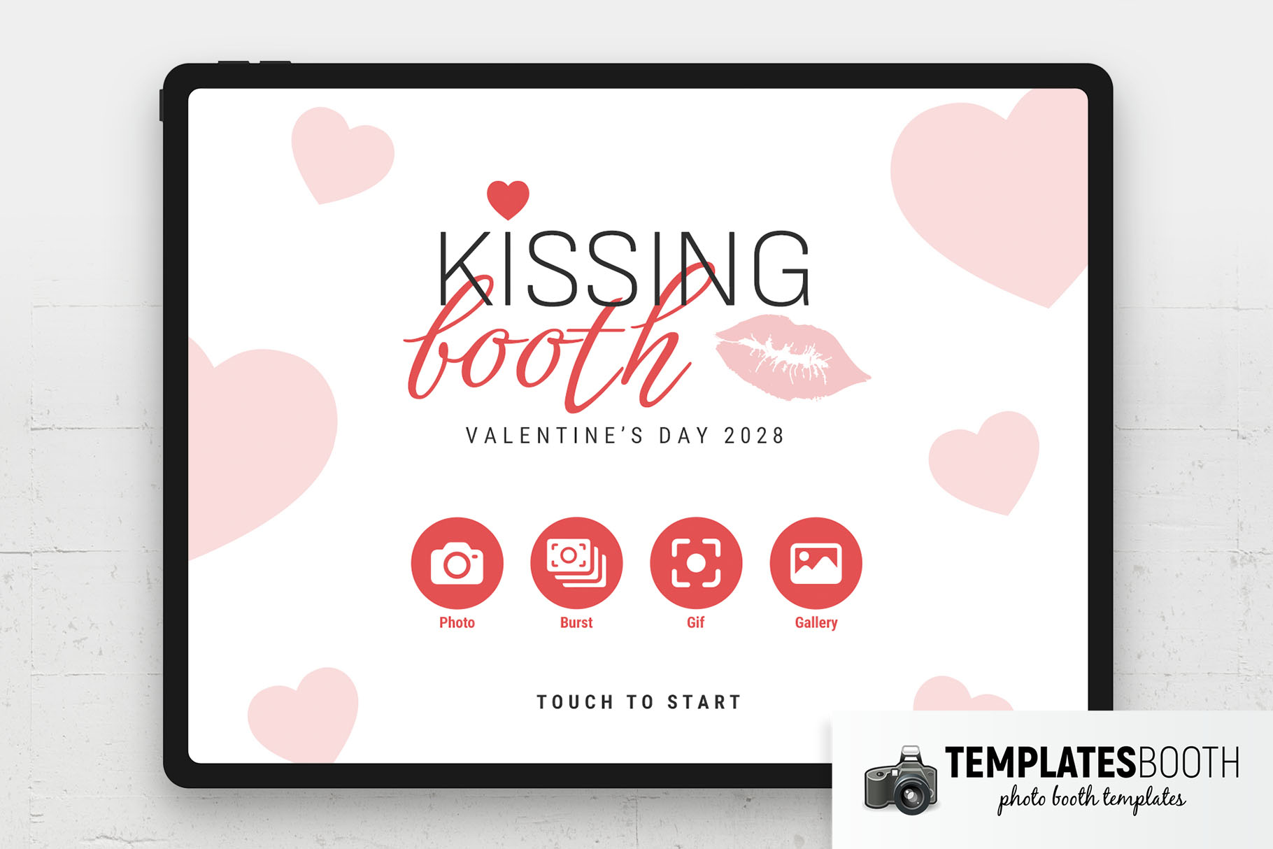 Valentines Kissing Booth Photo Booth Template Welcome Screen
