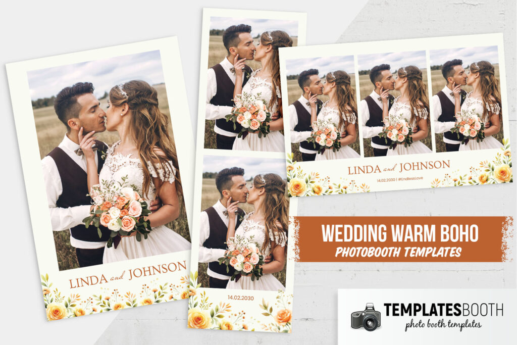 Warm Boho Floral Photo Booth Template