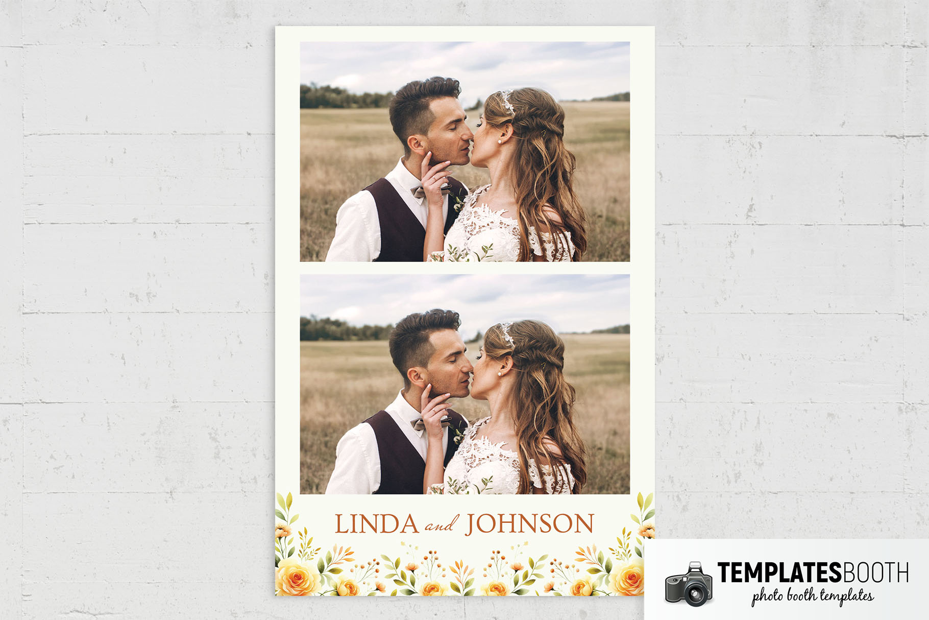 Warm Boho Floral Photo Booth Template