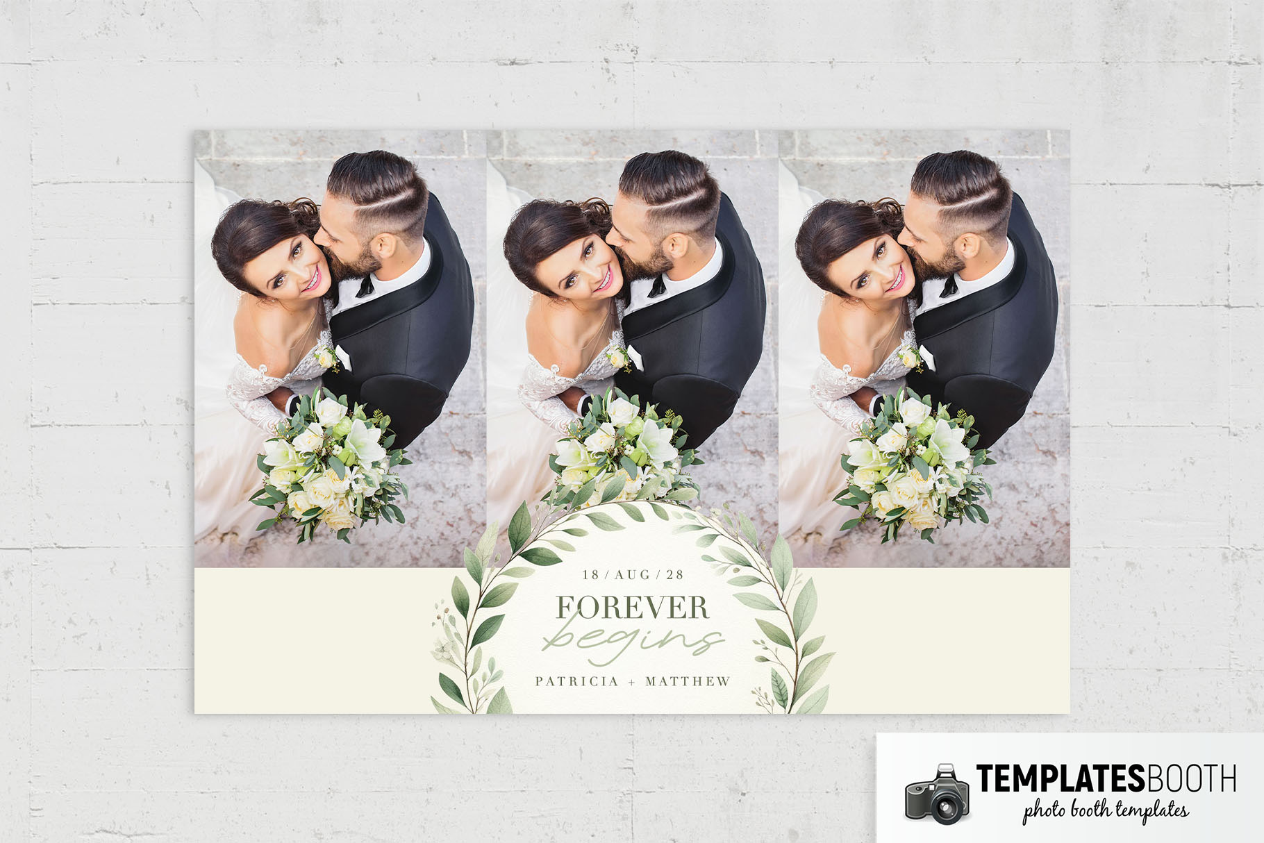 Green Foliage Wreath Photo Booth Template