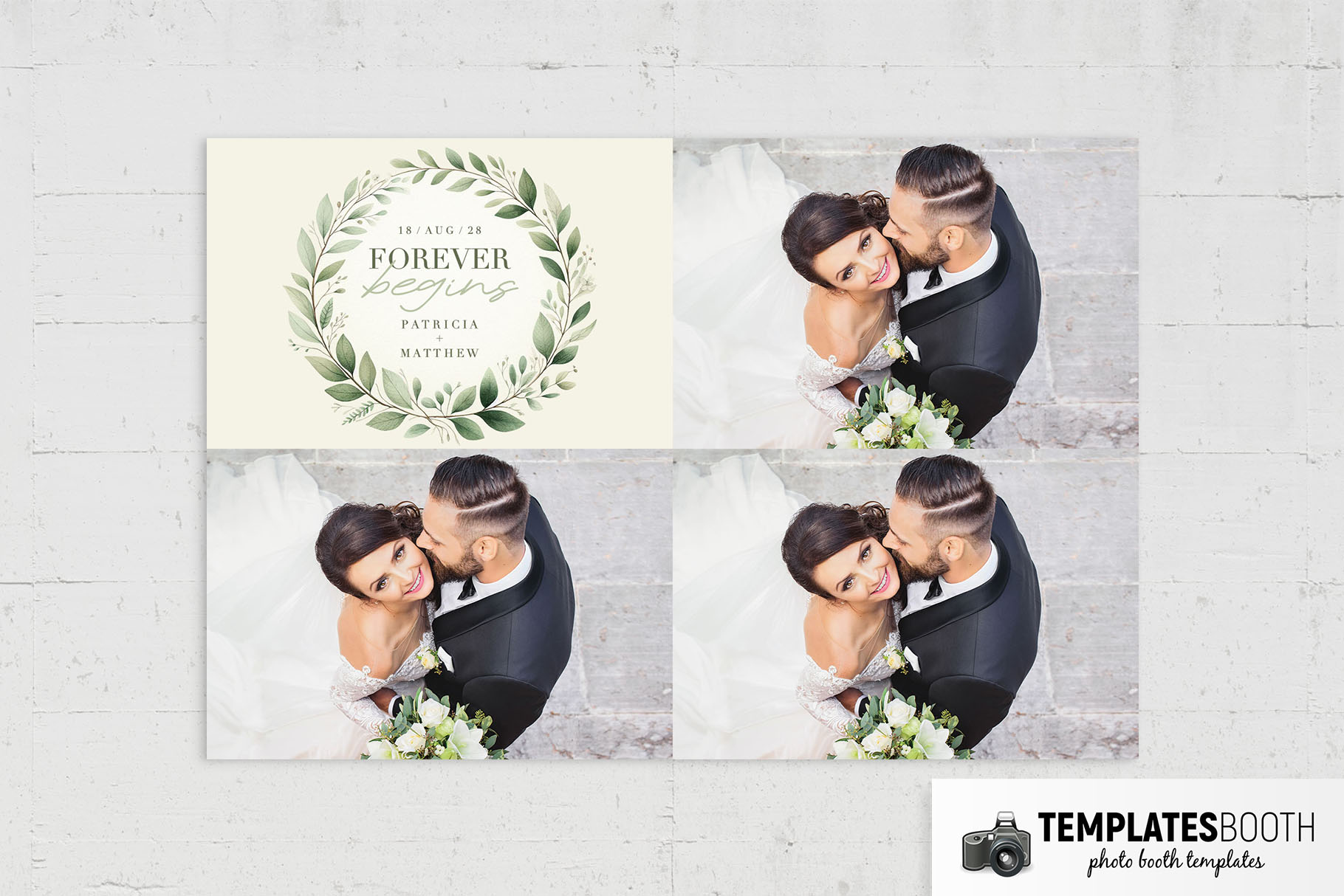 Green Foliage Wreath Photo Booth Template