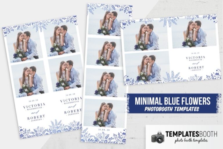 Minimal Blue Flowers Photo Booth