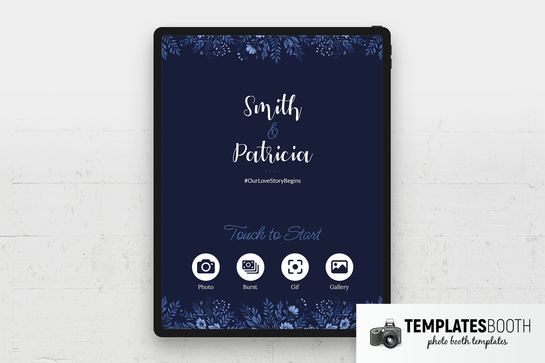 Navy Blue Photo Booth Welcome Screen
