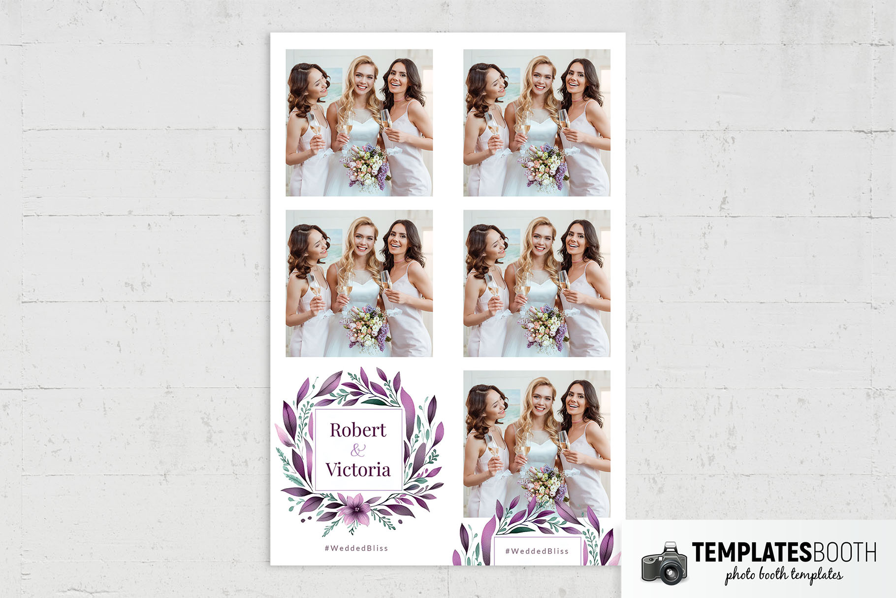 Purple Floral Wreath Photo Booth Template