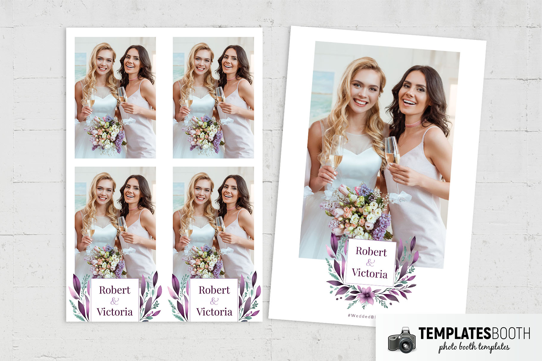 Purple Floral Wreath Photo Booth Template