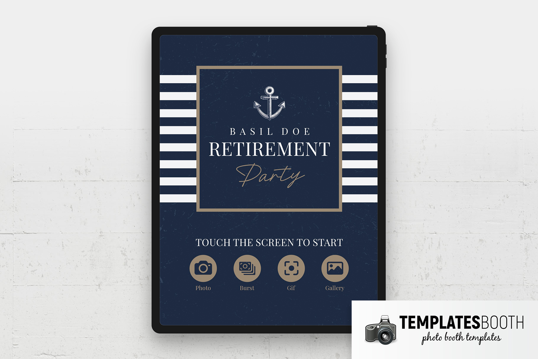 Navy Photo Booth Welcome Screen