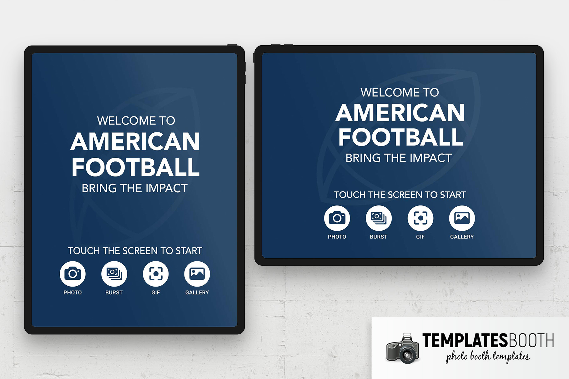 Free American football Trading Card Photo Booth Welcome Screen