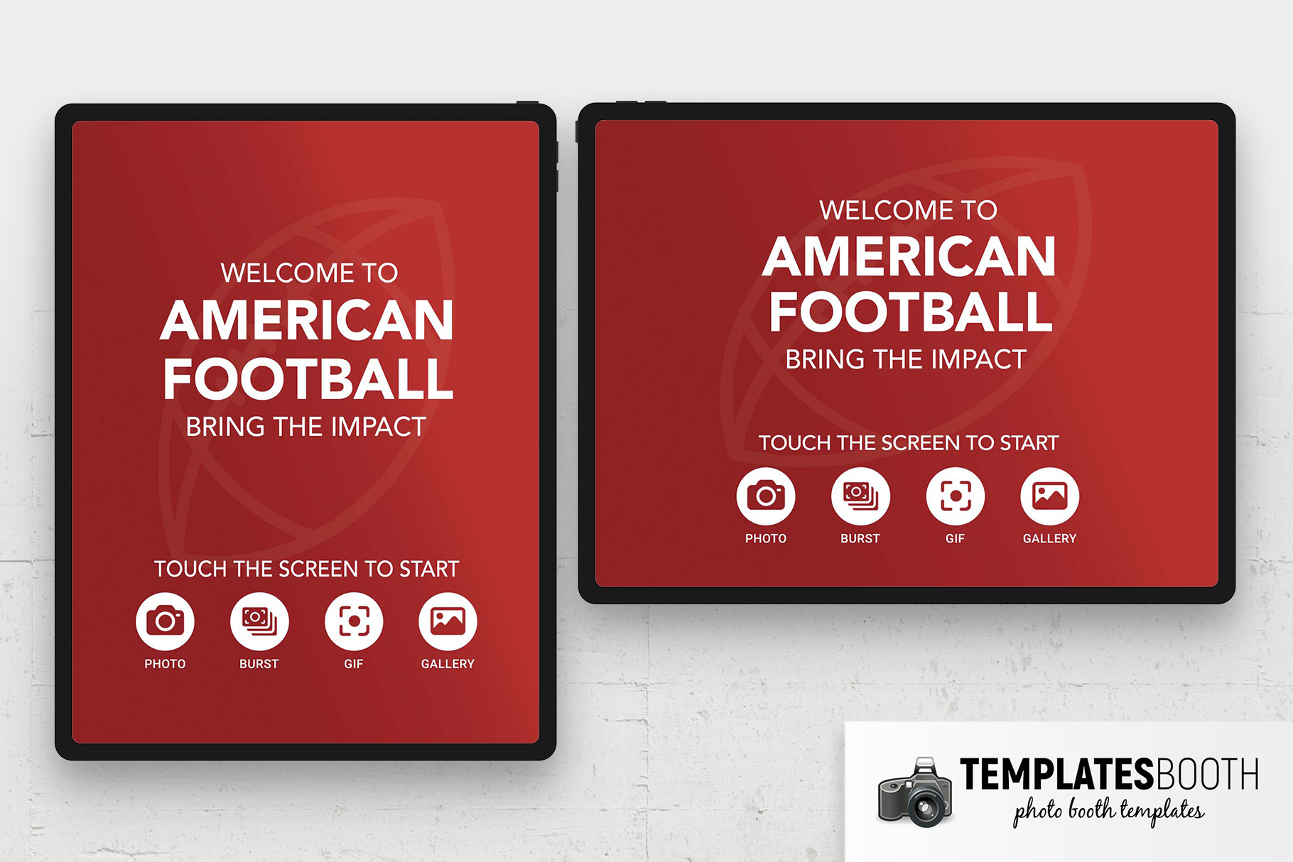 Free American football Trading Card Photo Booth Welcome Screen