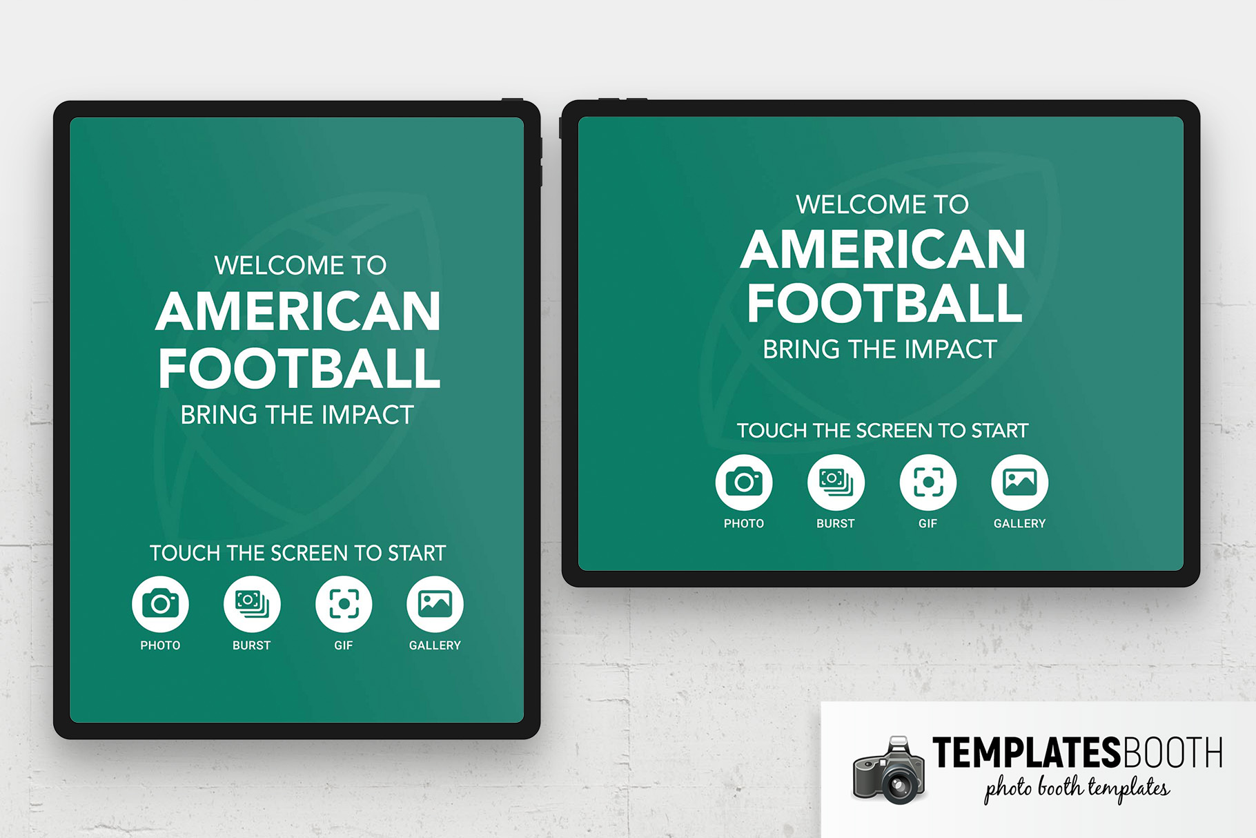 Free American football Trading Card Photo Booth Welcome Screen