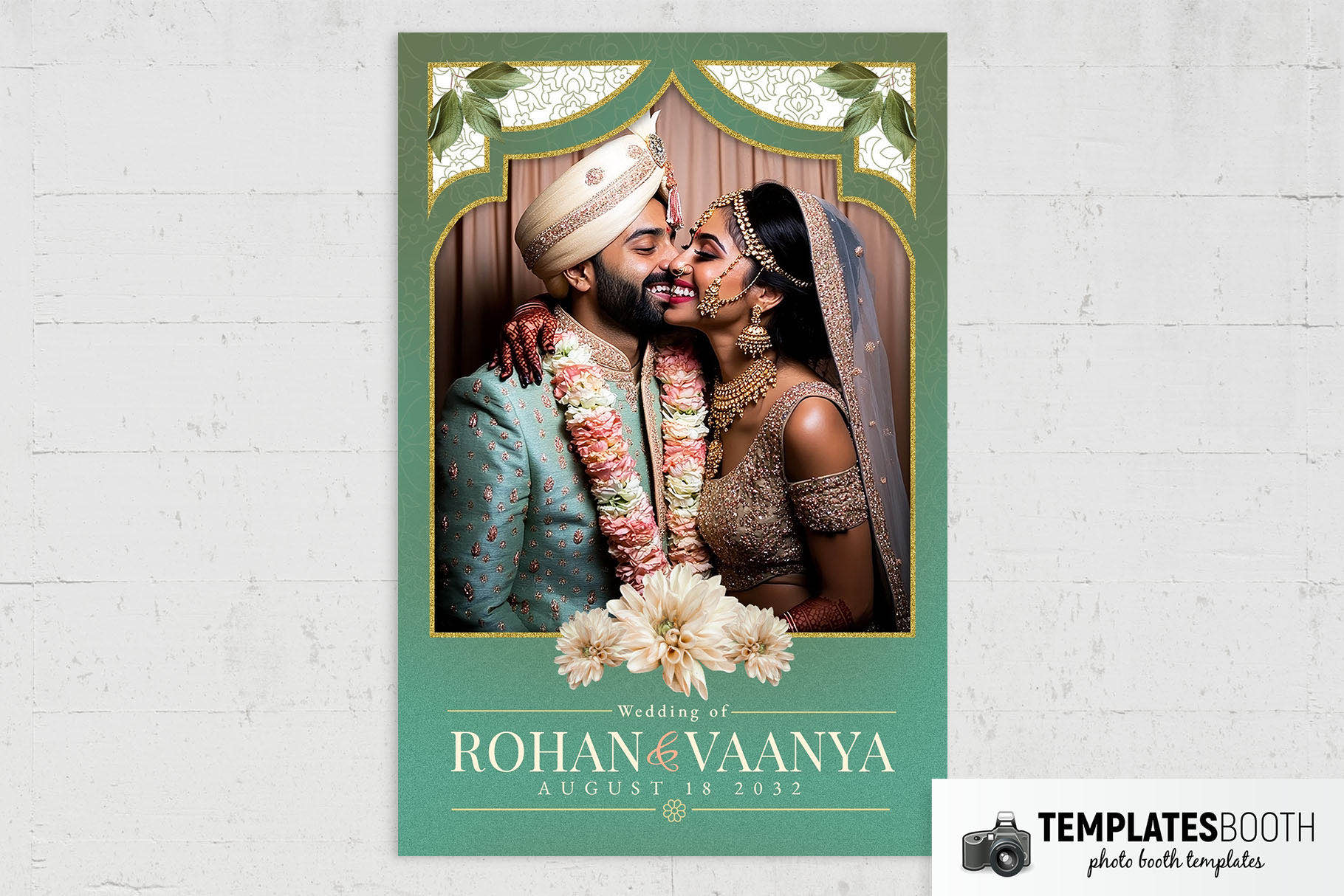 Green Indian Wedding Photo Booth Template